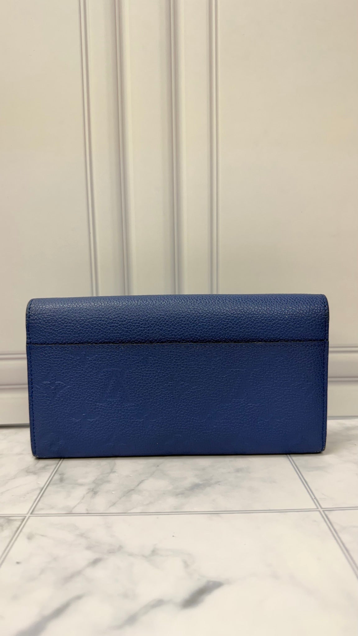 Louis Vuitton Monogram Blue Empreinte Leather Sarah Wallet