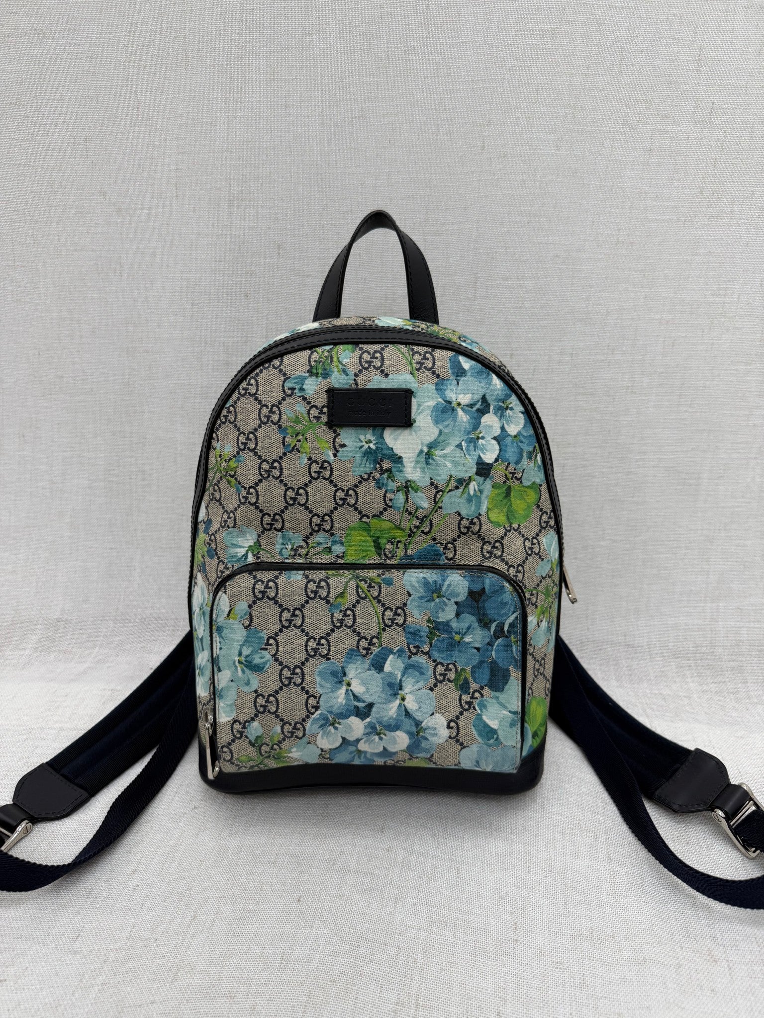 Gucci Blue Blooms Supreme Canvas Small Backpack