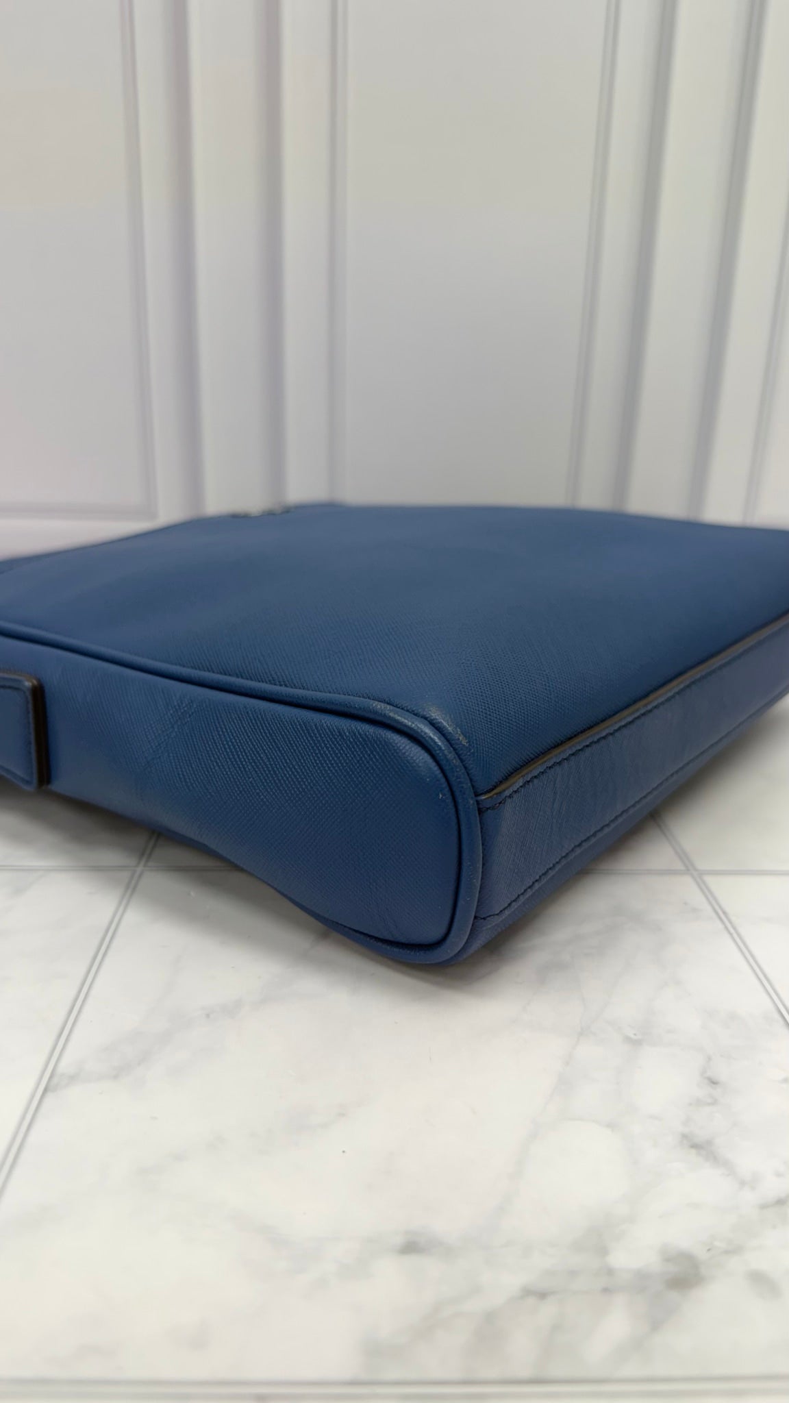 MCM Blue Leather Messenger Bag