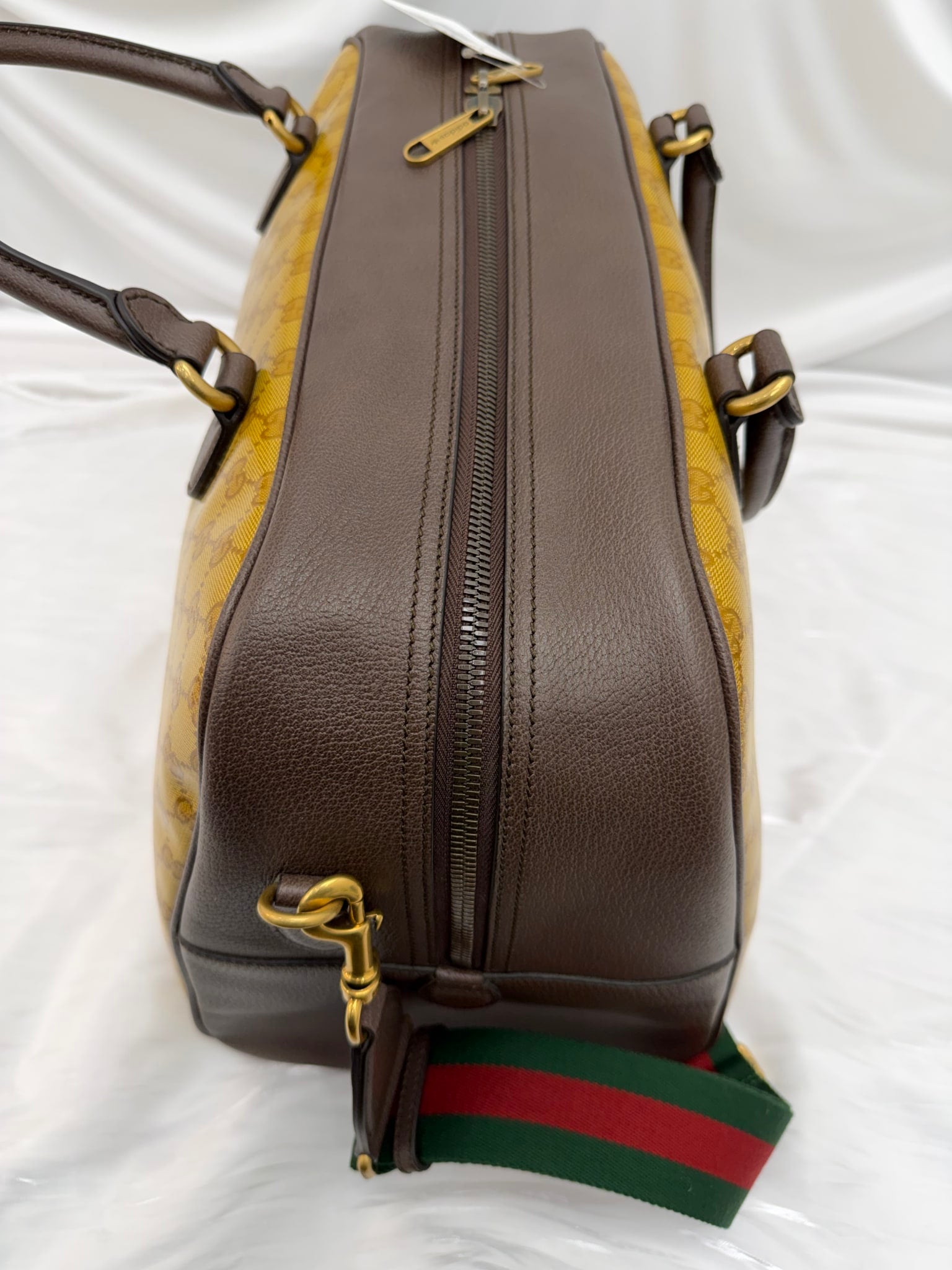 BRAND NEW- Gucci x Adidas GG Coated Canvas & Brown Leather Large Duffle Bag