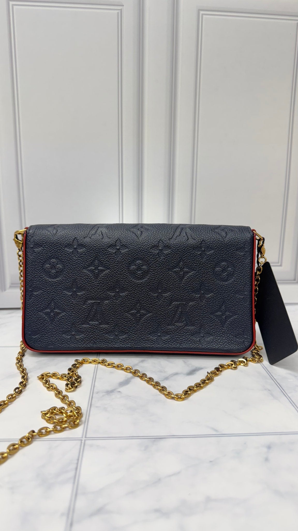 Louis Vuitton Navy Blue Monogram Empreinte Leather Pochette Felicie Crossbody