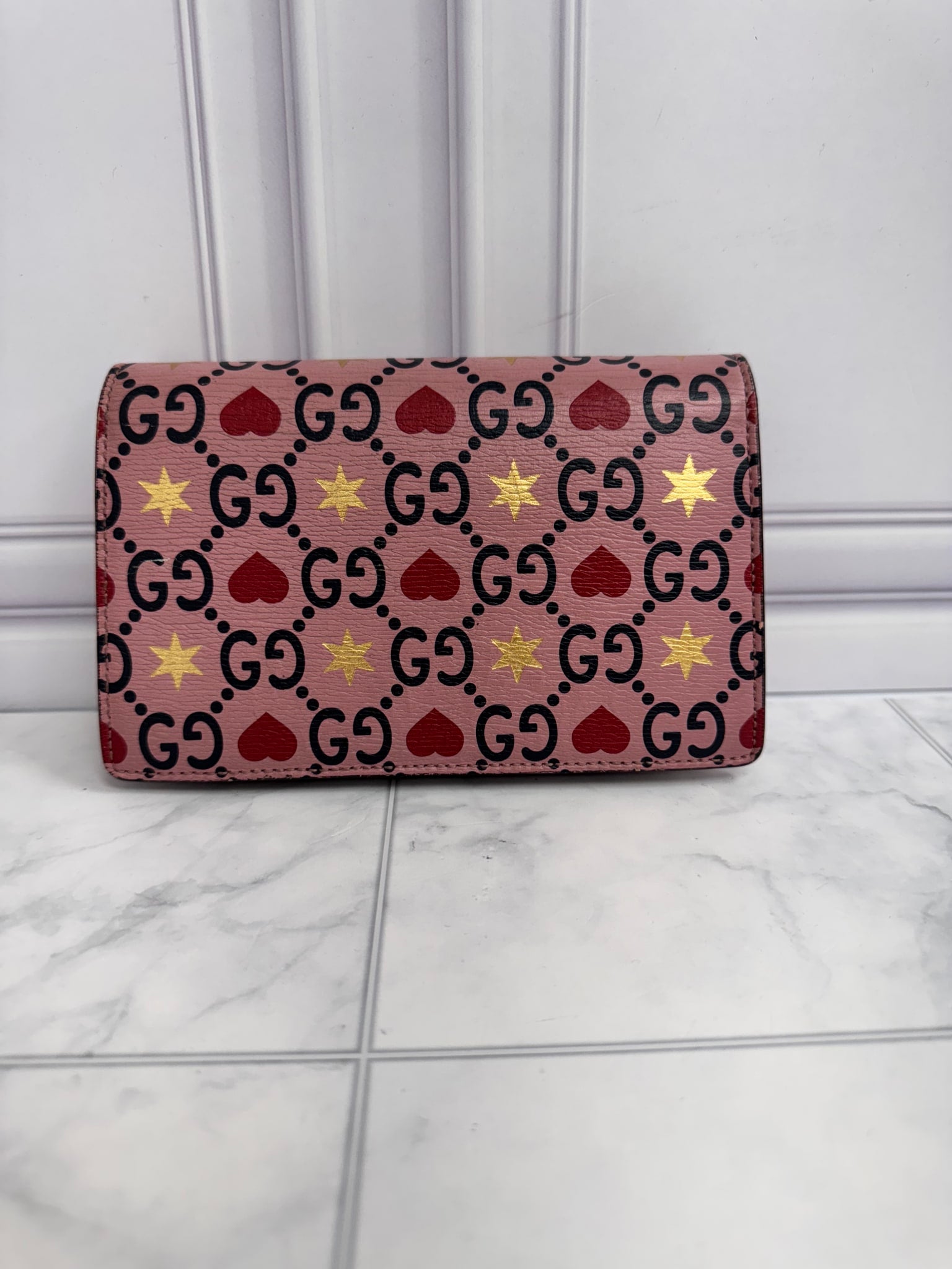 Gucci Pink GG Supreme Valentines Super Mini Dionysus Crossbody Bag