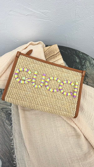 LIKE NEW - Gucci Multicolor Raffia Clutch