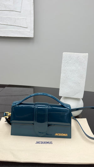 BRAND NEW - Jacquemus Turquoise Patent Leather Le Grand Bambino Handbag 2Way Handbag