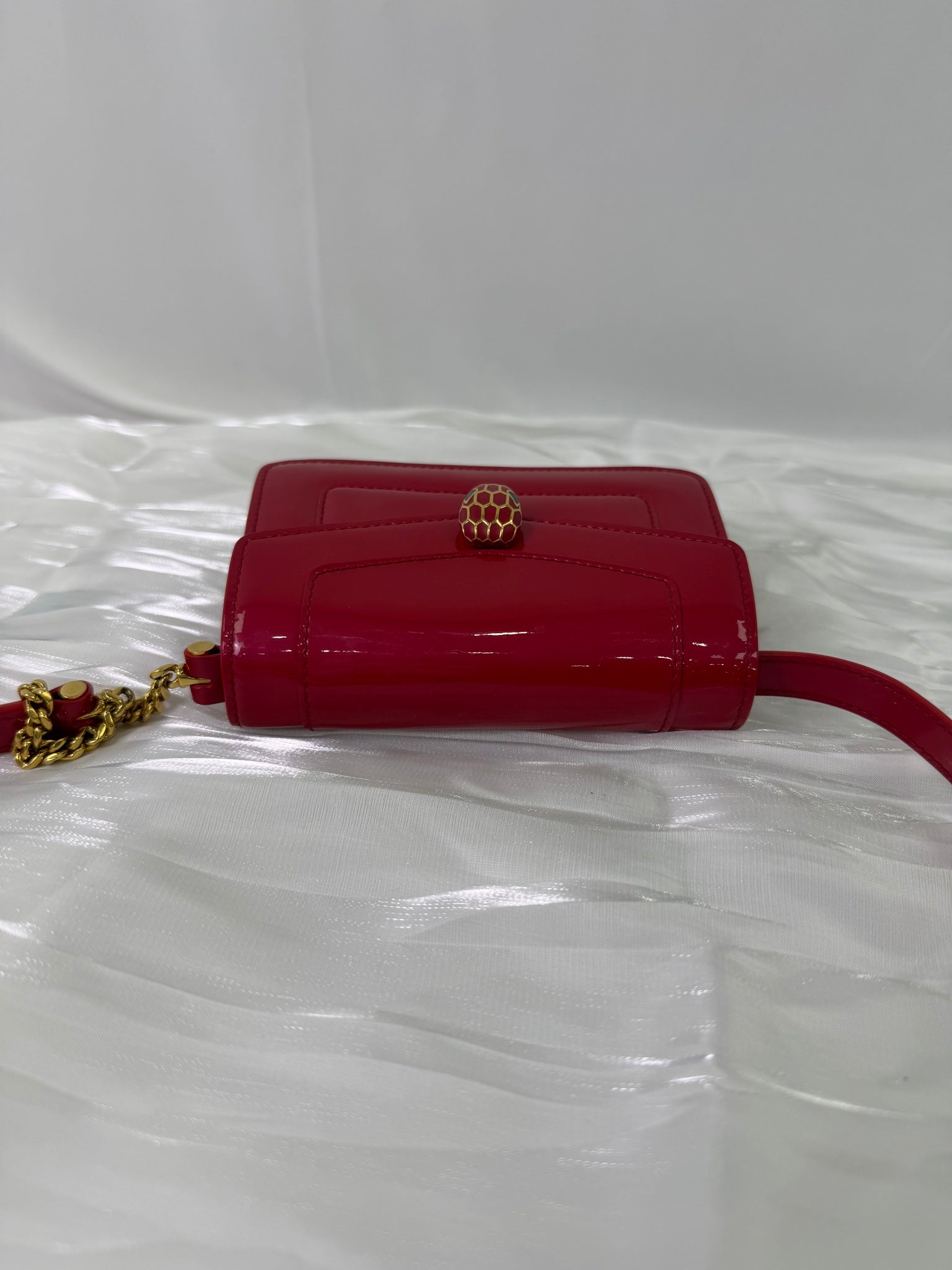 Bvlgari Red Patent Leather Super Mini Serpenti Bag