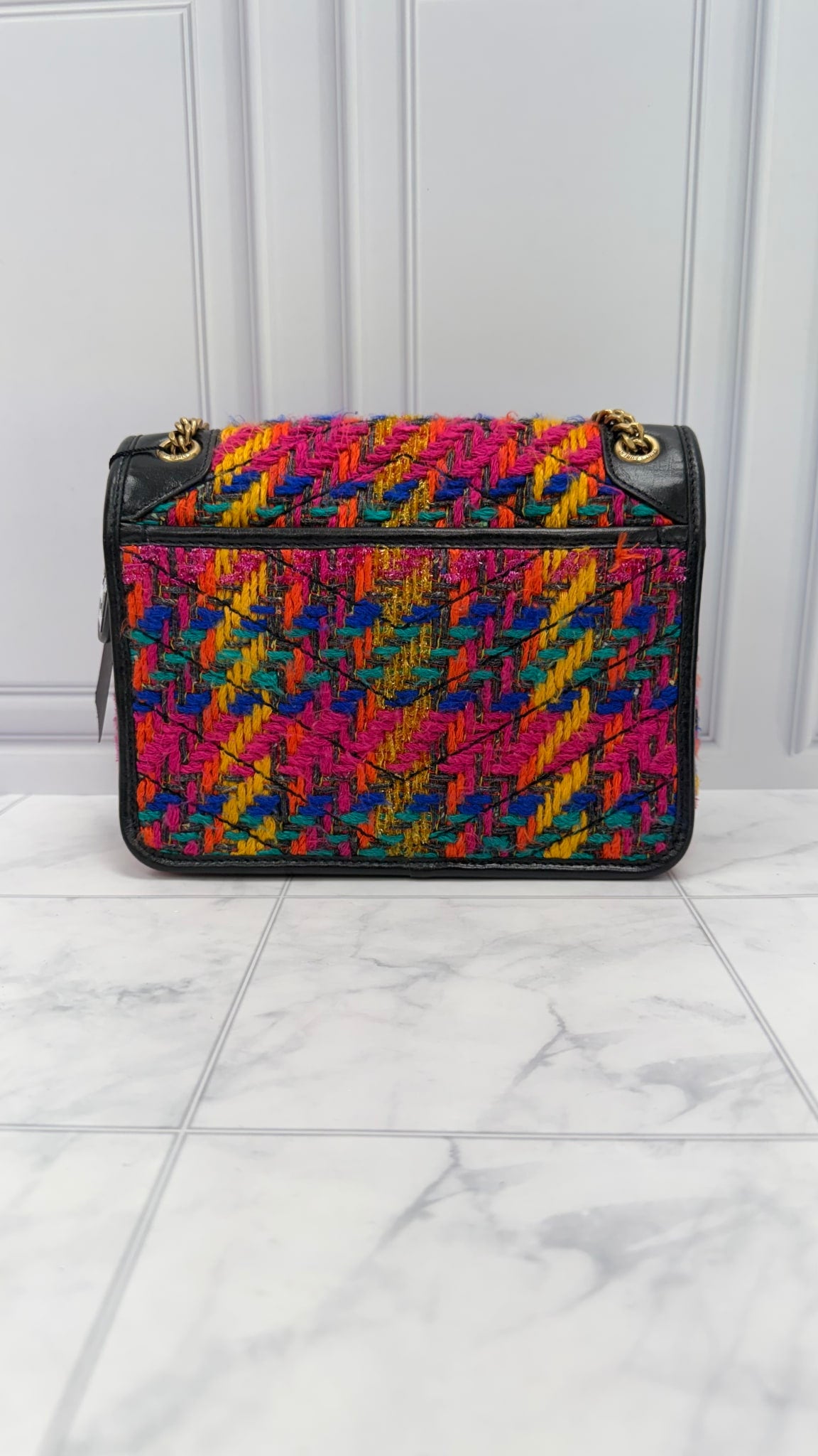 Saint Laurent YSL Multicolored Tweed Baby Niki Chain Shoulder Bag