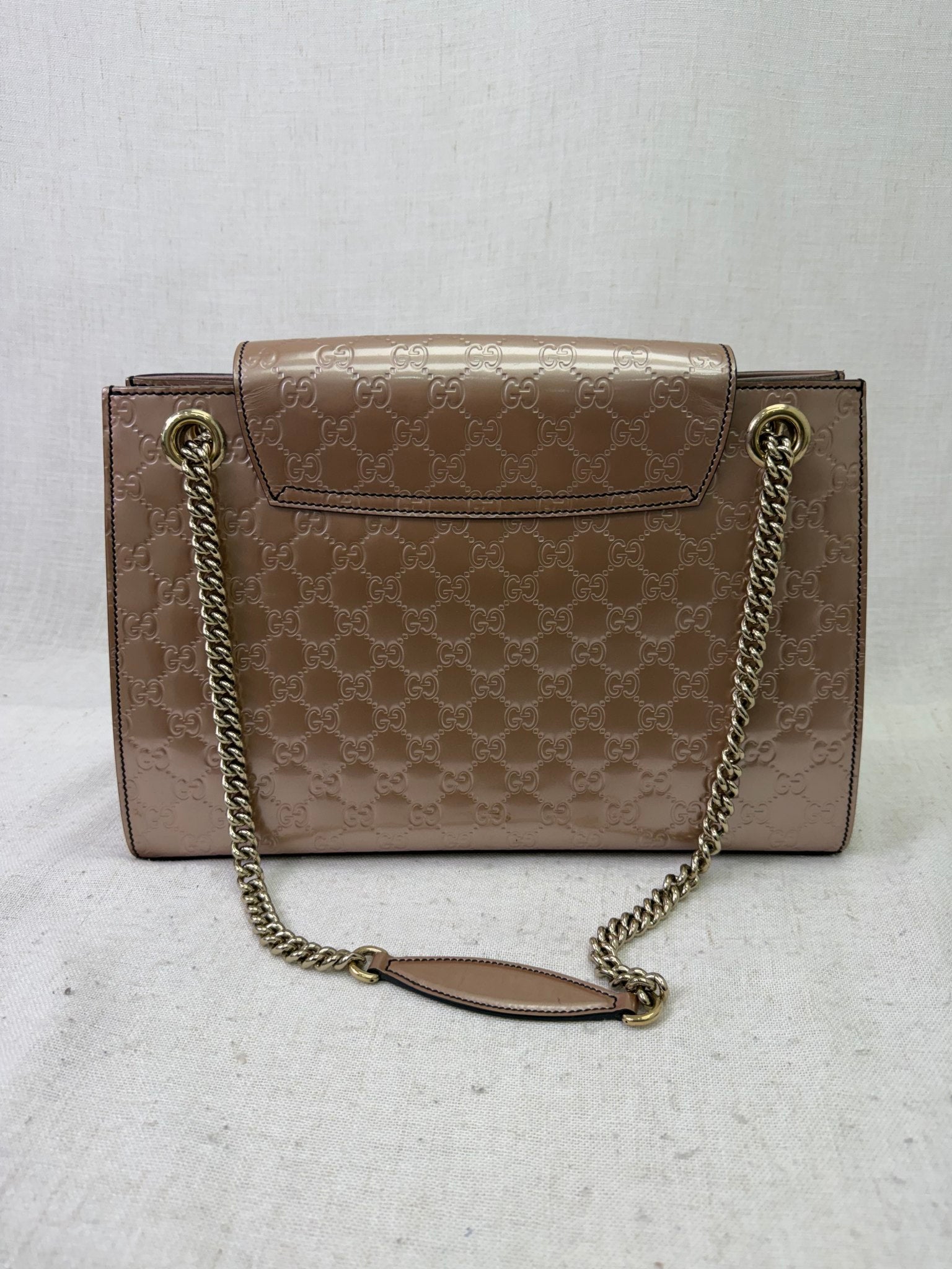 Gucci Rose Gold Guccissima Patent Leather Large Emily Bag
