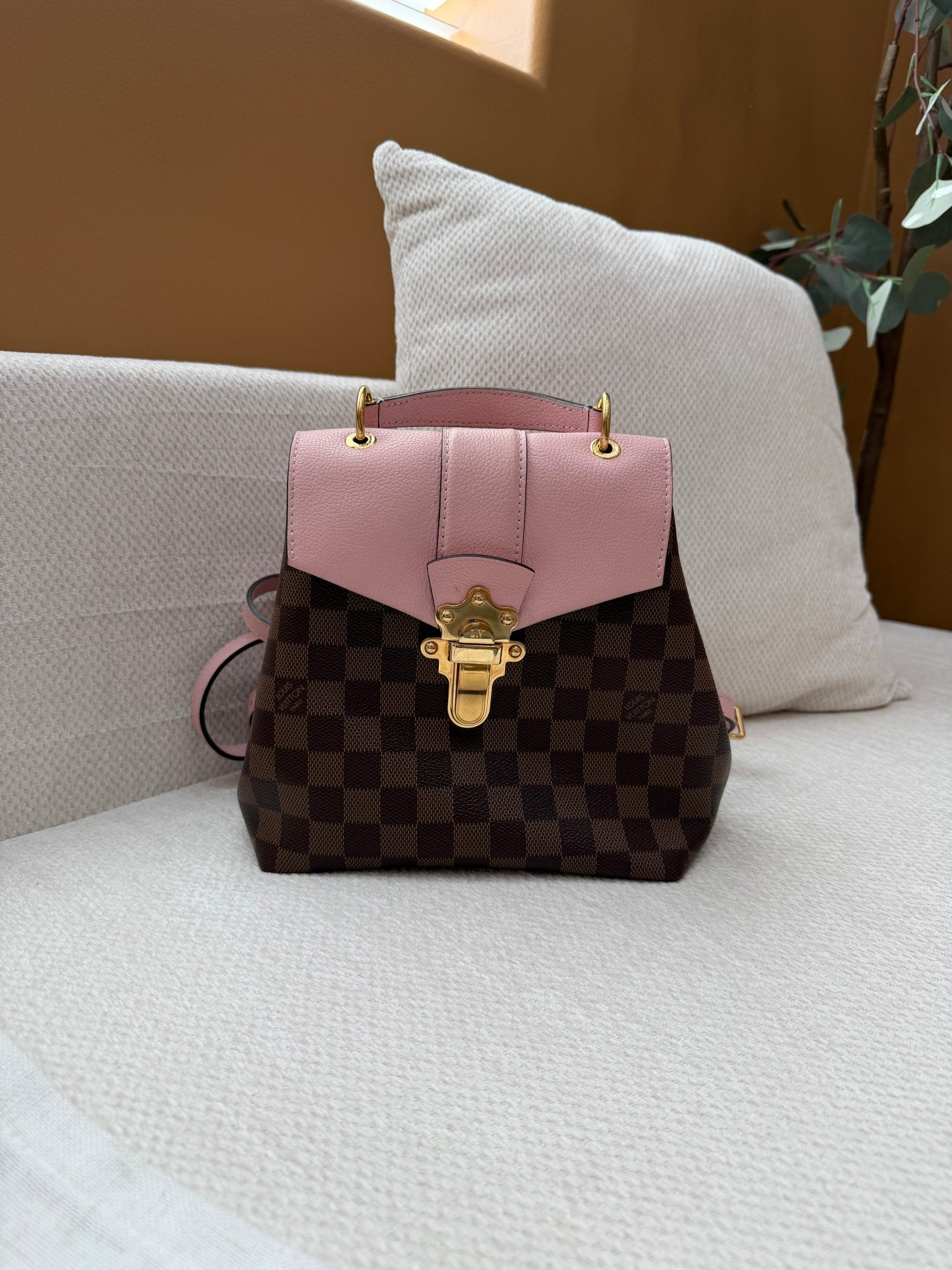 Louis Vuitton Pink Damier Ebene Canvas Clapton Backpack