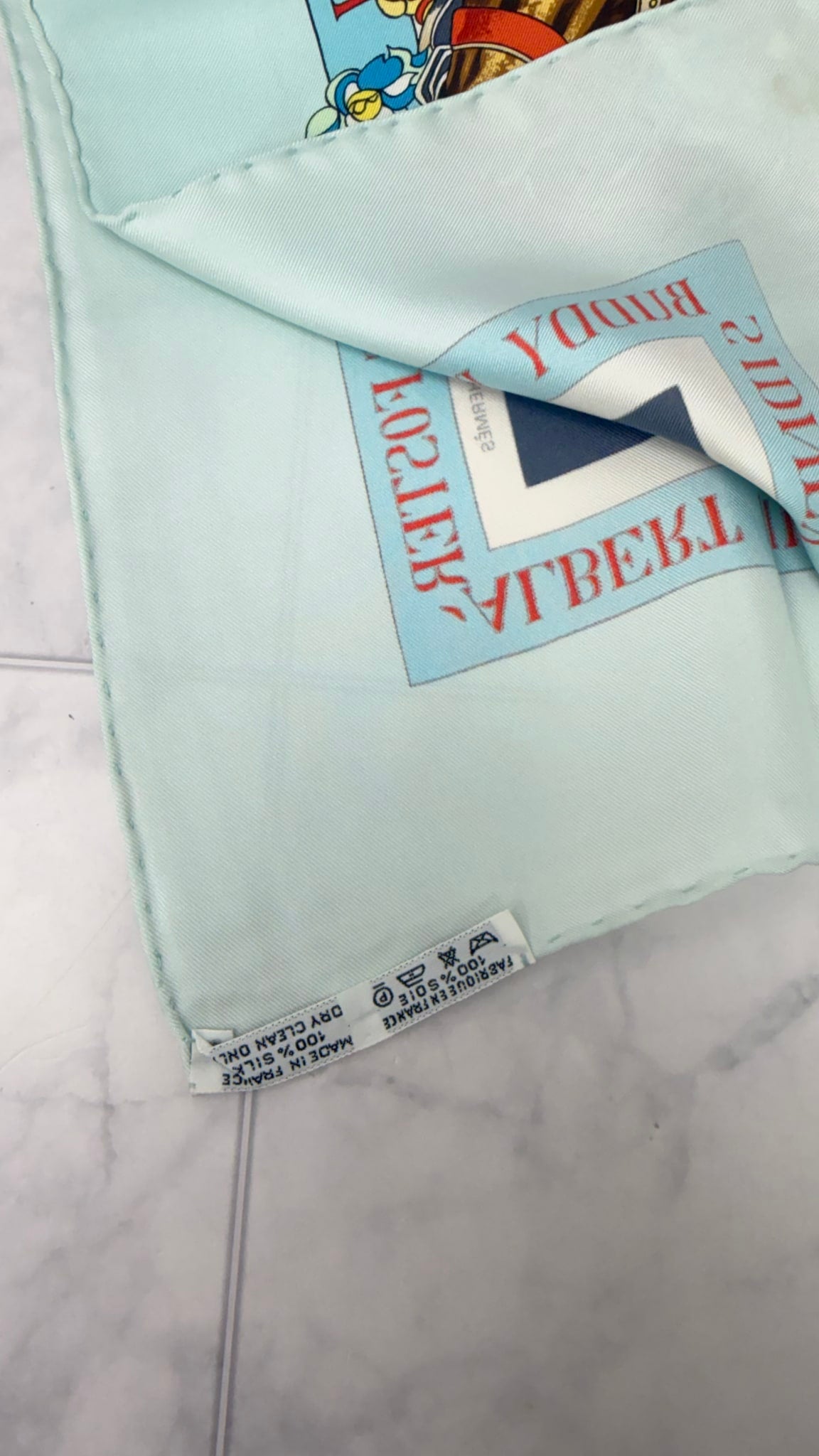 Hermes Blue Multicolor Silk New Orleans Creole Jazz Carre 90 Scarf 