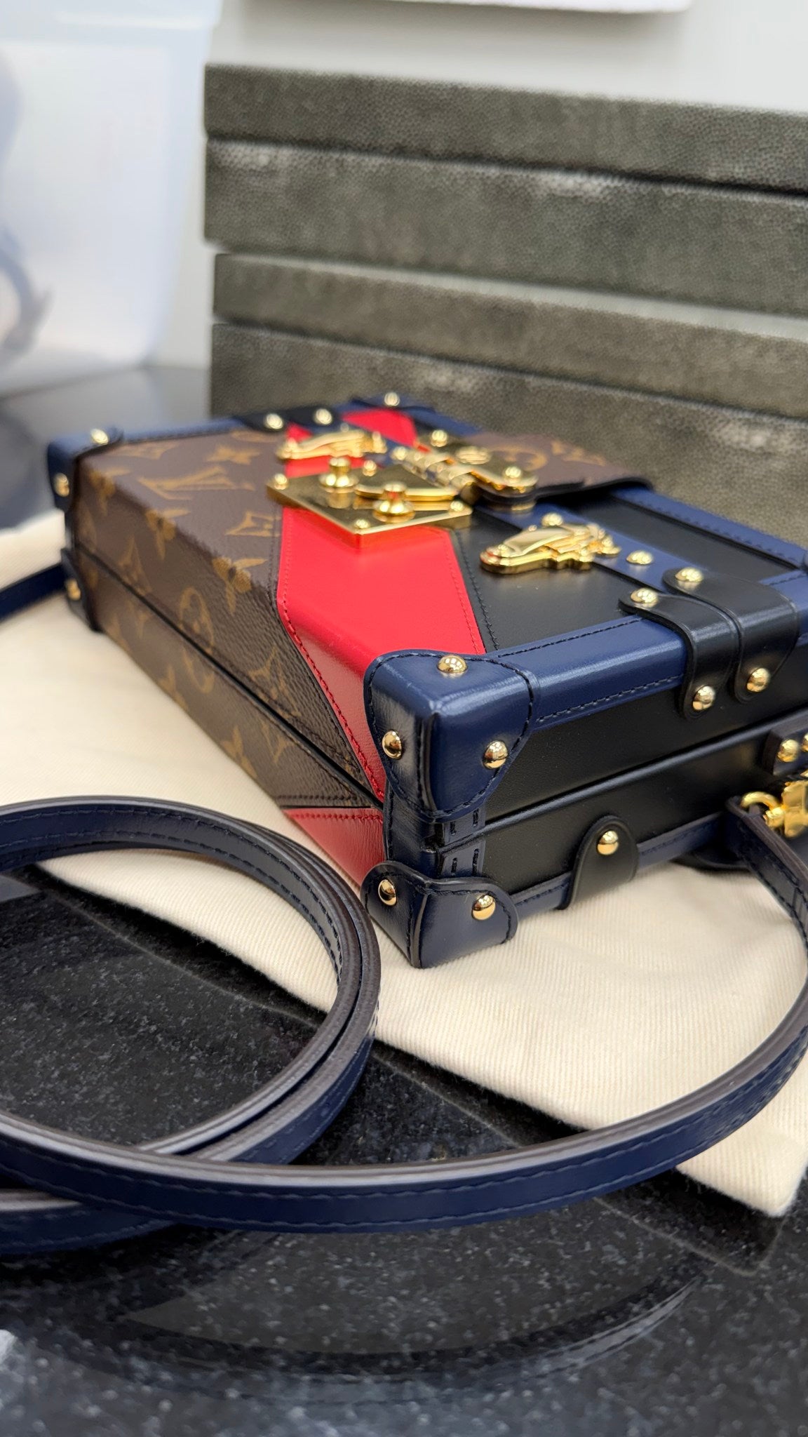 Louis Vuitton Monogram & Colored Leather Petite Malle Handbag