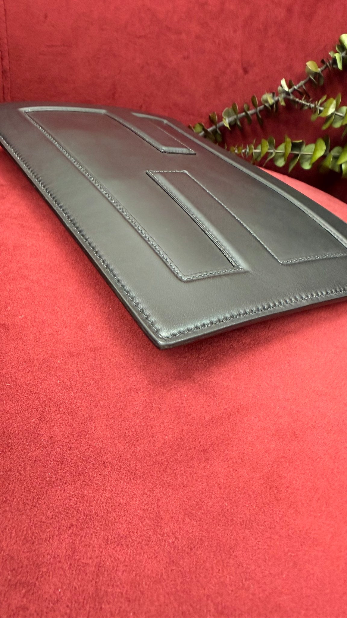 Fendi Black Leather Baguette Pouch