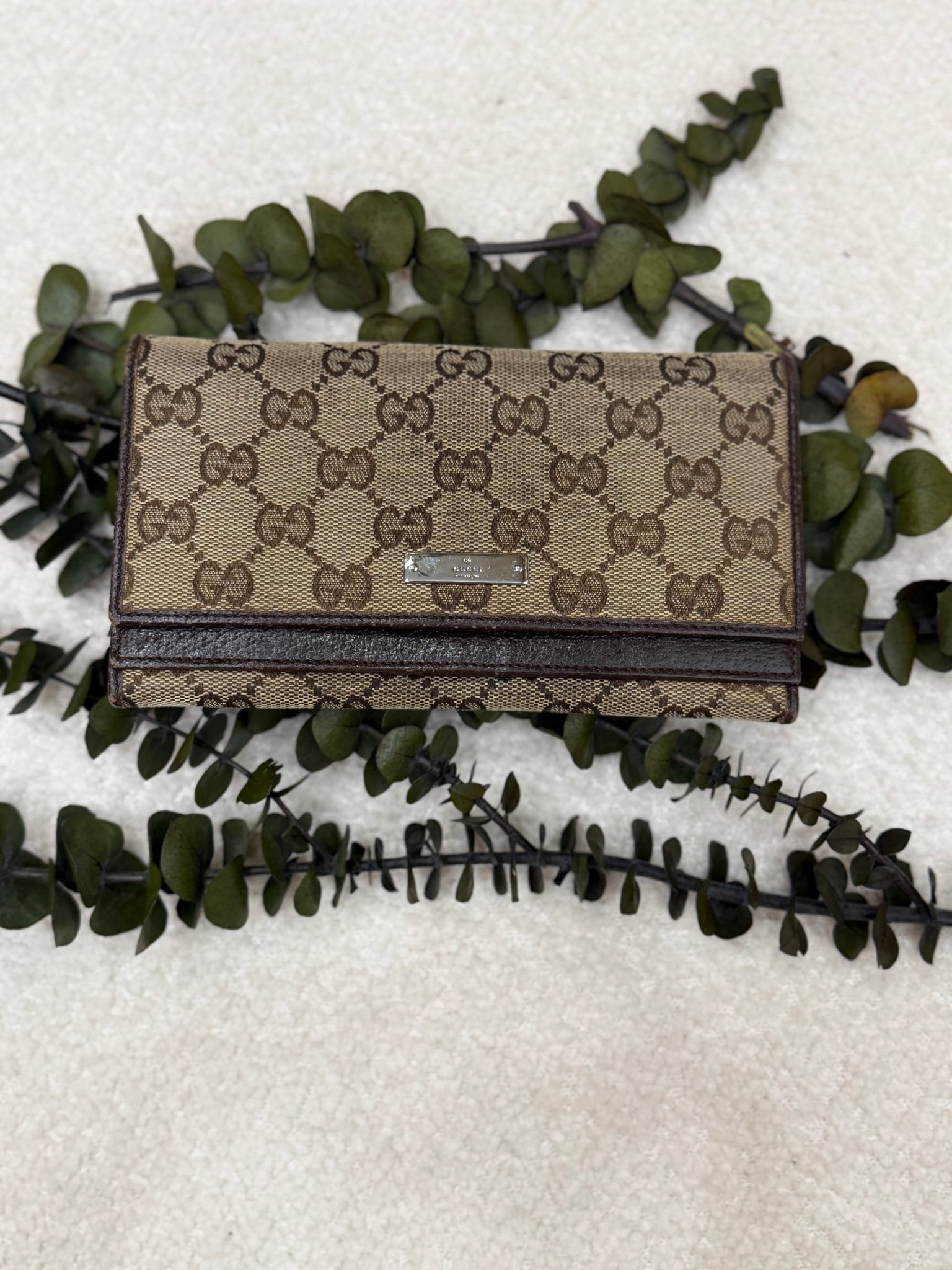 Gucci Brown Canvas GG Supreme Long  Wallet