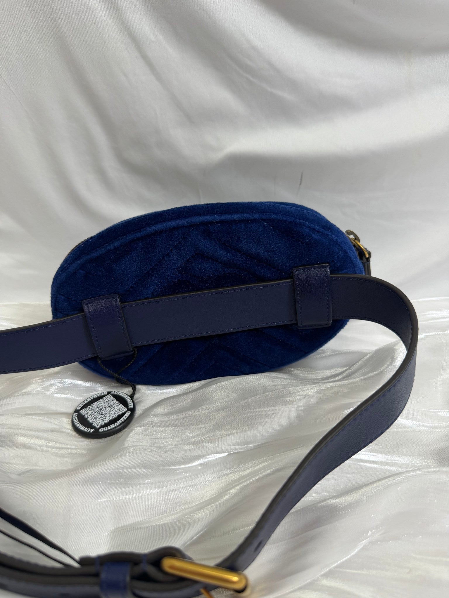 Gucci GG Marmont Blue Velvet Belt Bag