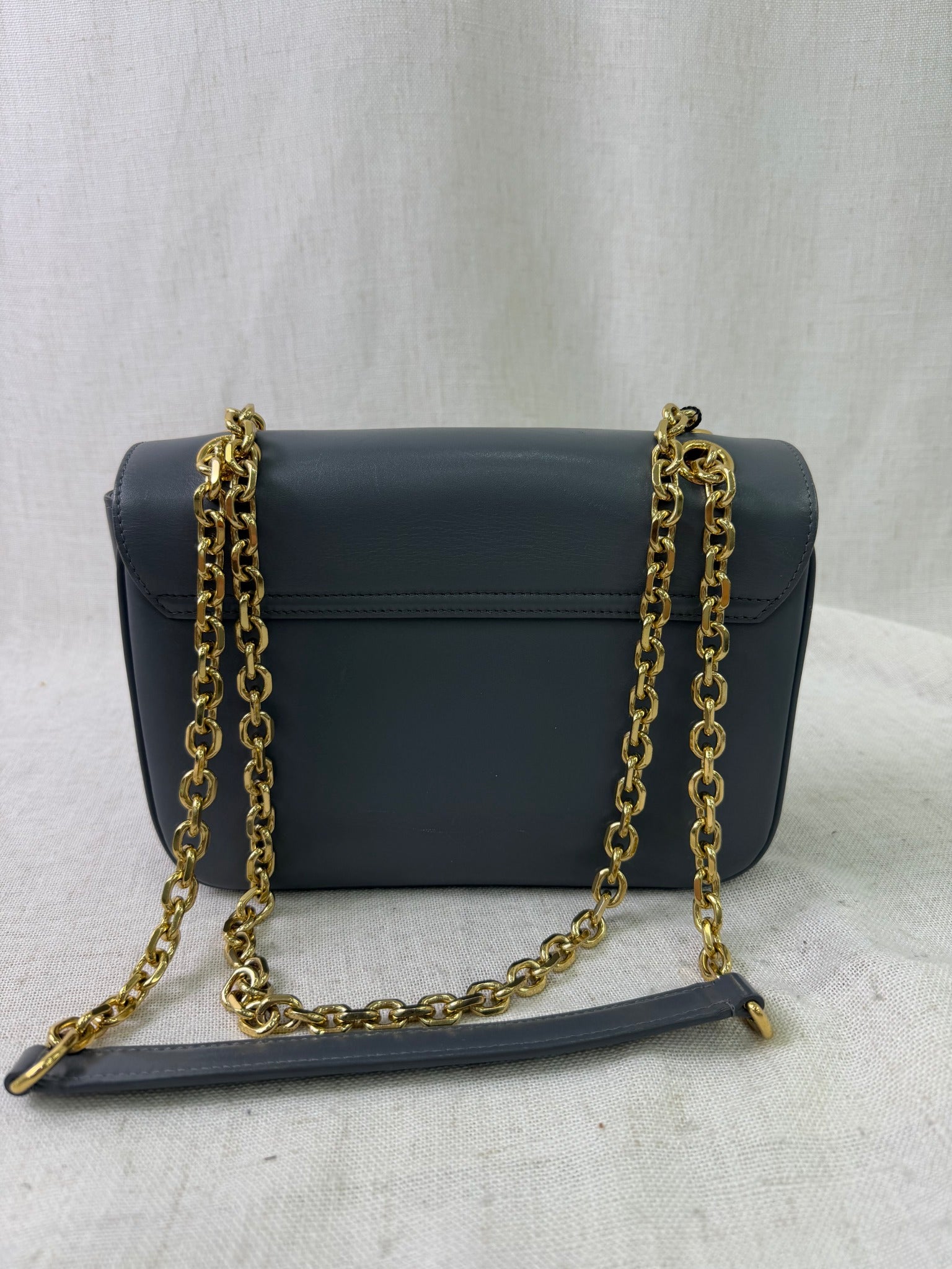 Celine Gray Leather Small C Shoulder Bag