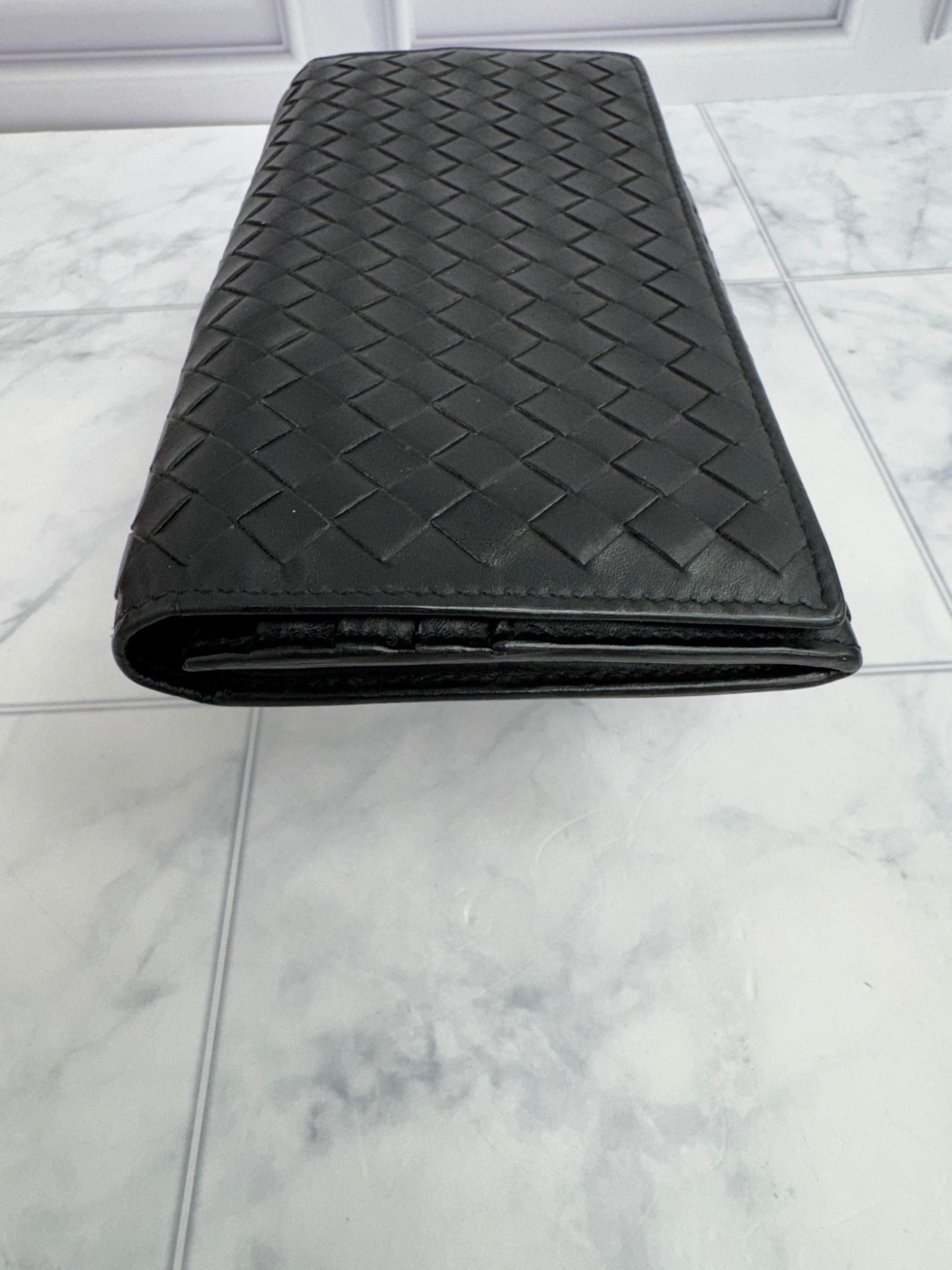 Bottega Veneta Black Intrecciato Leather Long Wallet