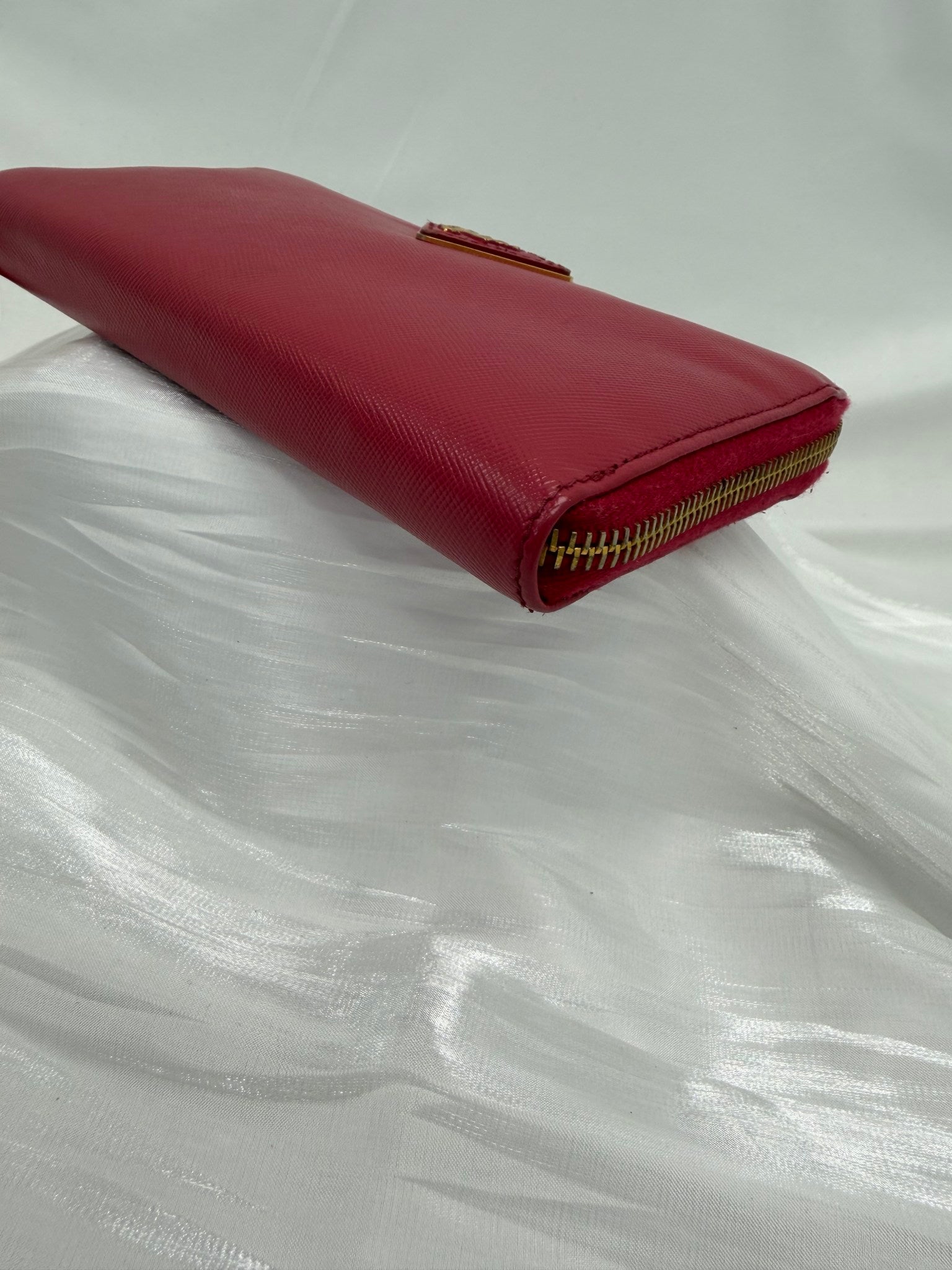 Prada Pink Saffiano Leather Zippy Wallet