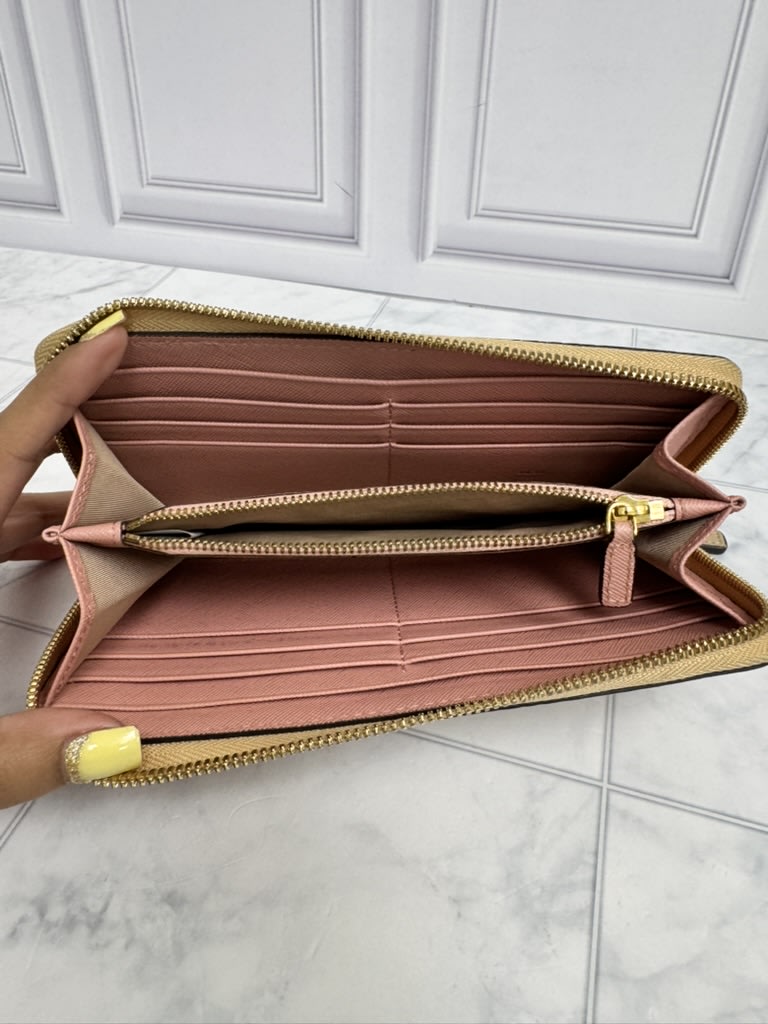 MCM Beige Visetos Monogram Leather Zippy Wallet