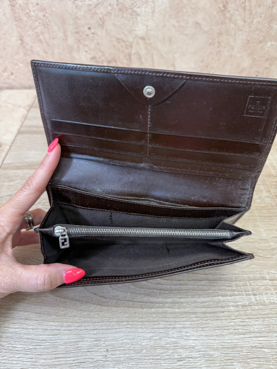 Fendi Zucca Brown Canvas Long Wallet