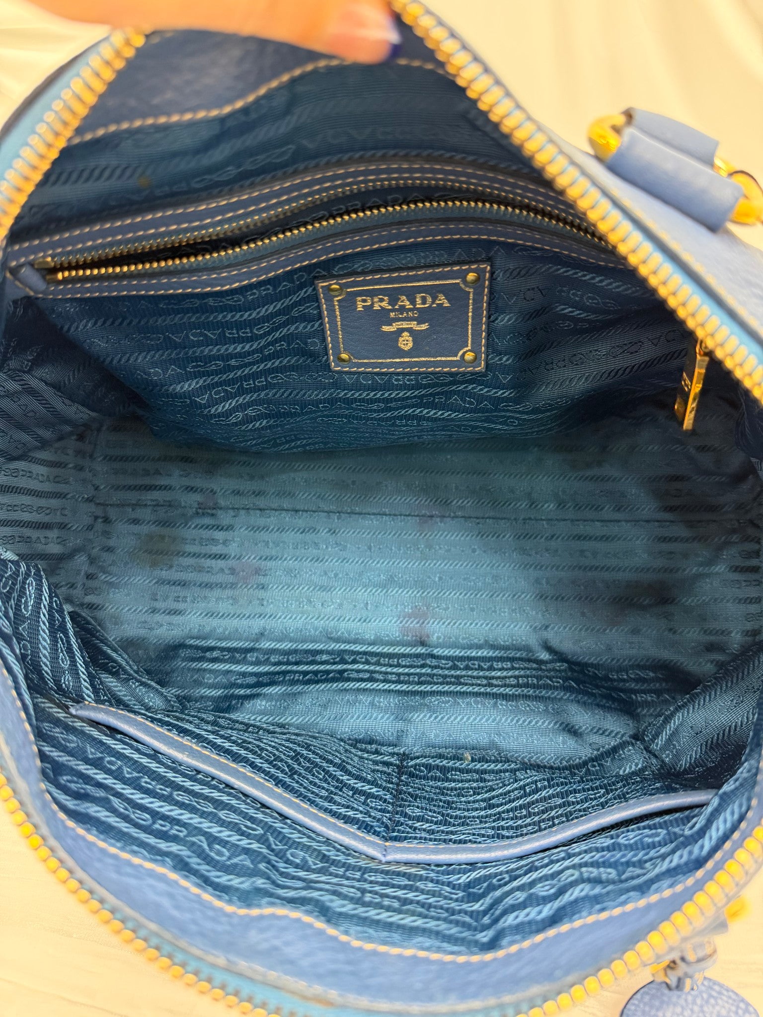 Prada Blue Leather Handbag