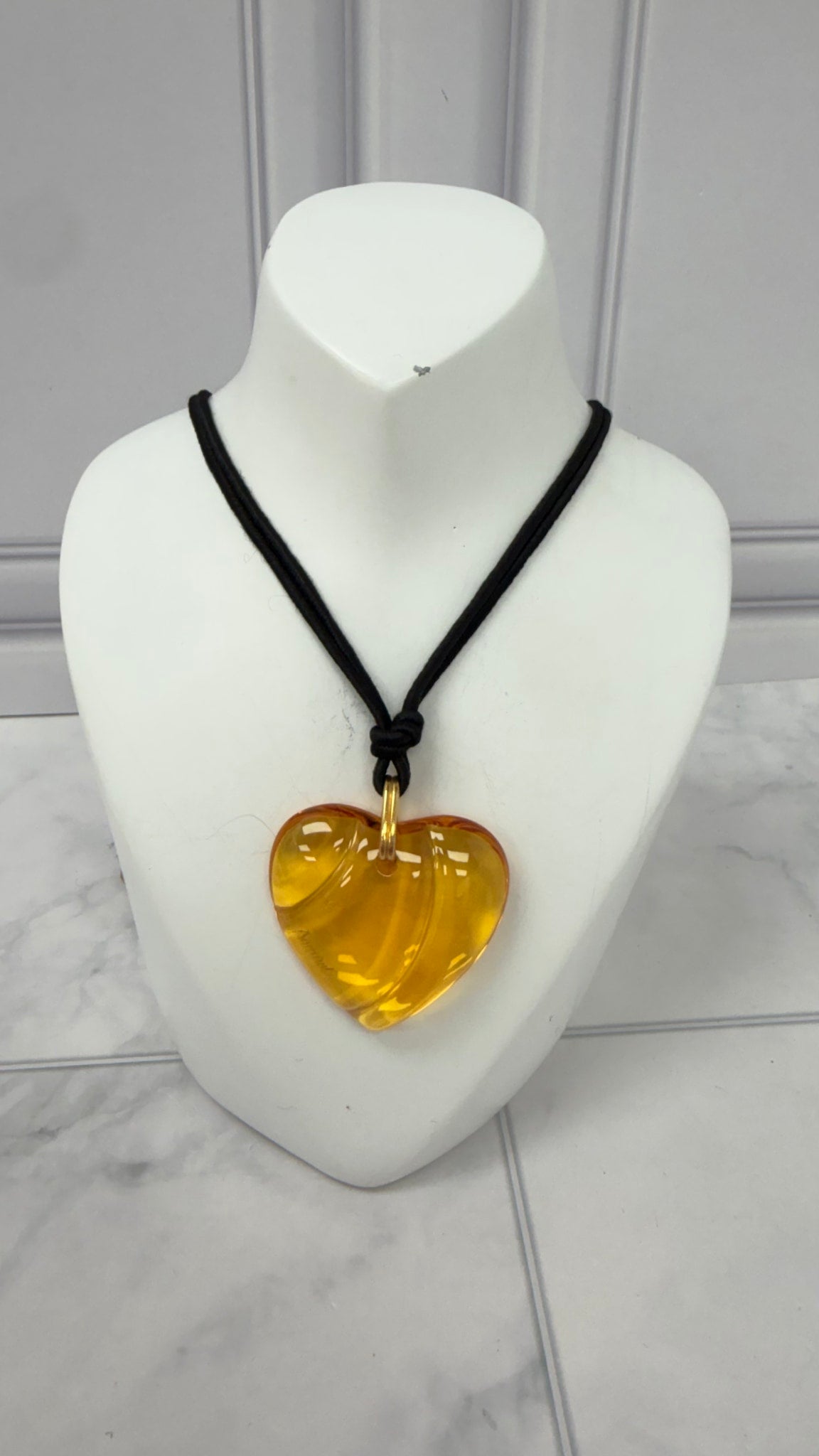 Baccarat Yellow Crystal Heart Necklace 