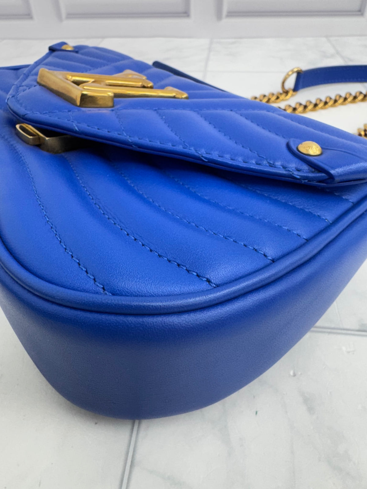 LIKE NEW - Louis Vuitton Blue Quilted Leather New Wave Bag PM