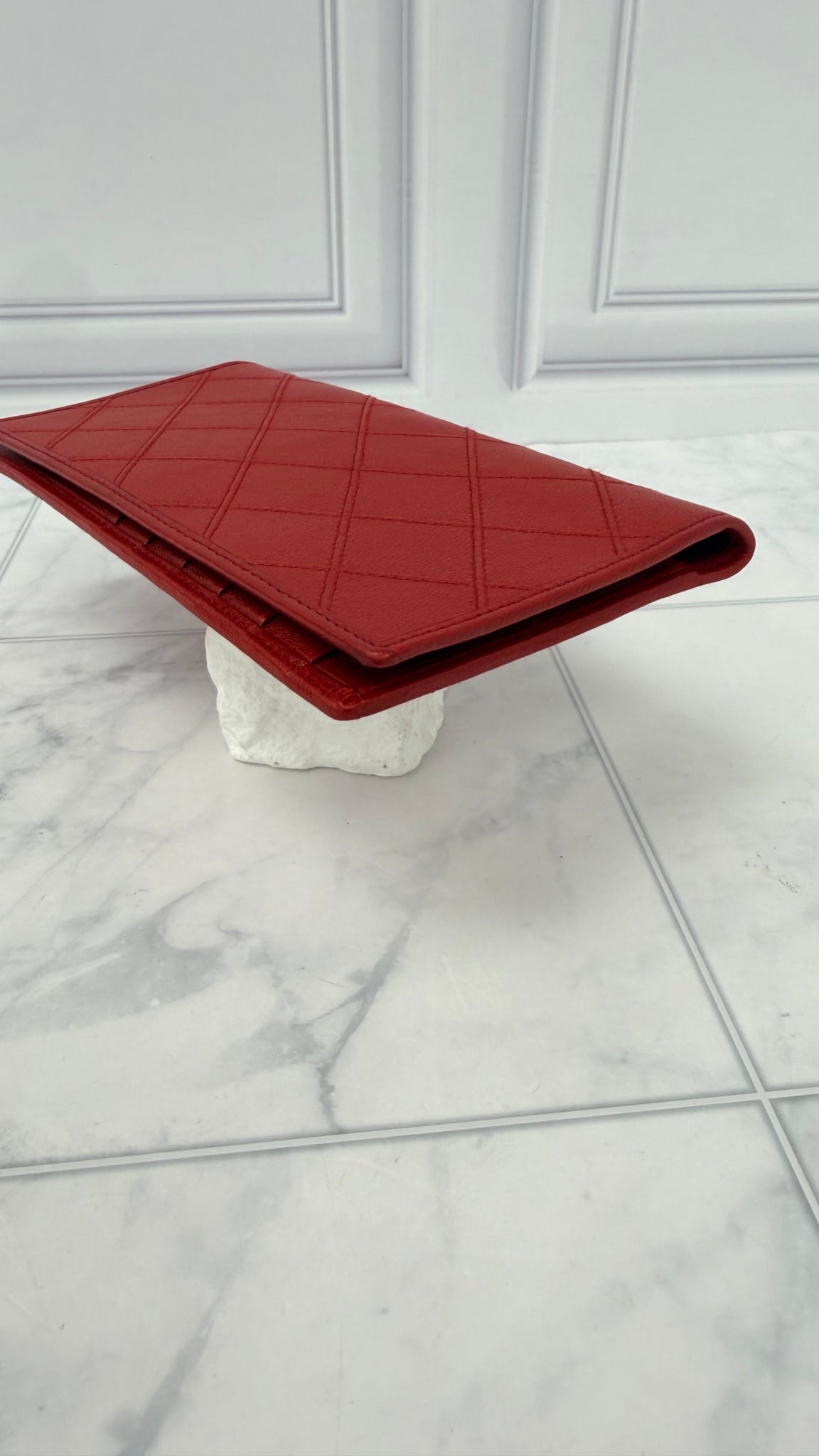 Chanel Red Lambskin Long Wallet 