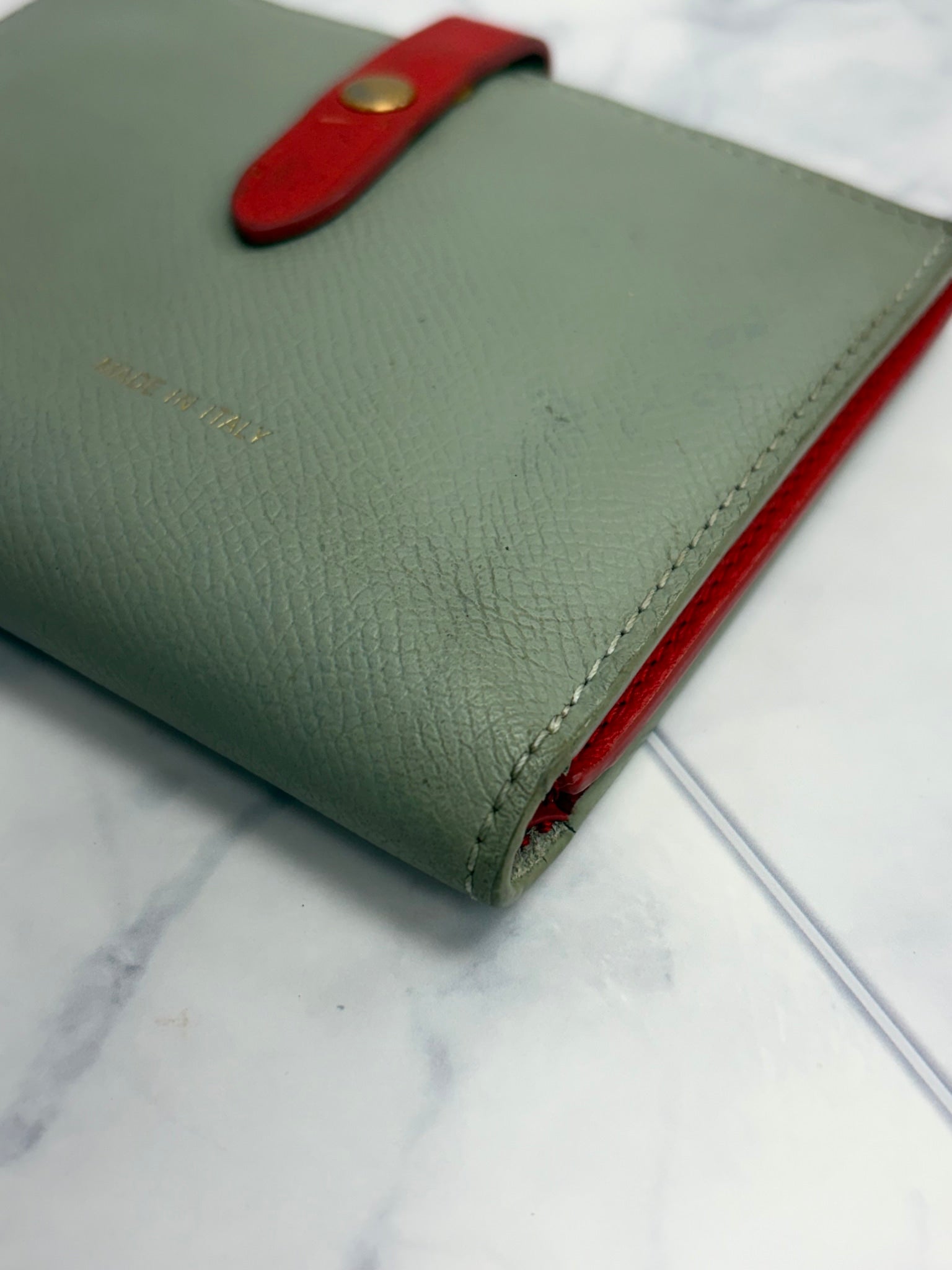 Celine Gray & Red Leather Compact Wallet