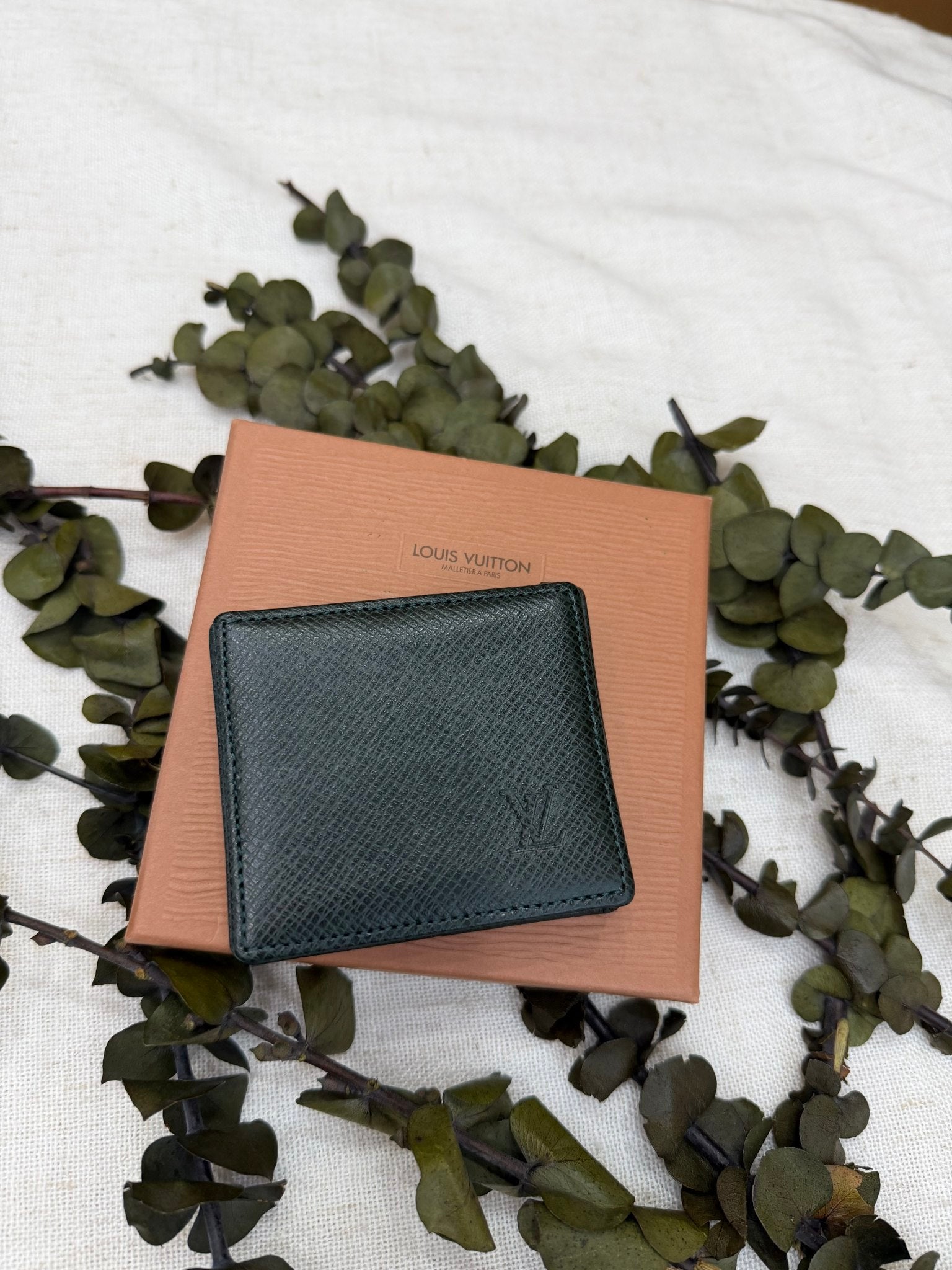 Louis Vuitton Dark Green Leather Taiga Coin Case