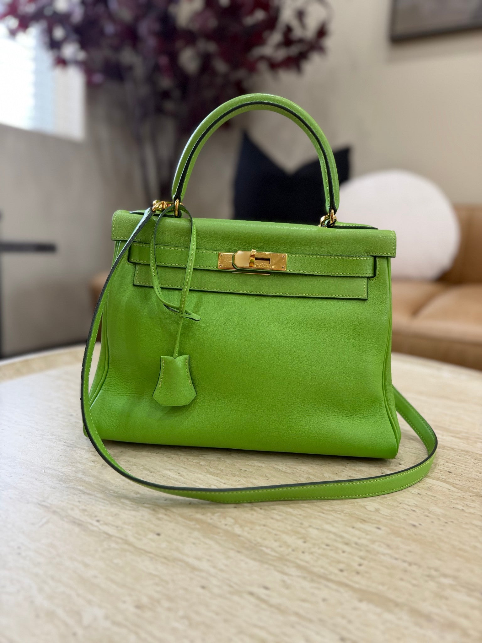 Hermes Vert Cru Swift Leather Kelly Retourne 28 GHW