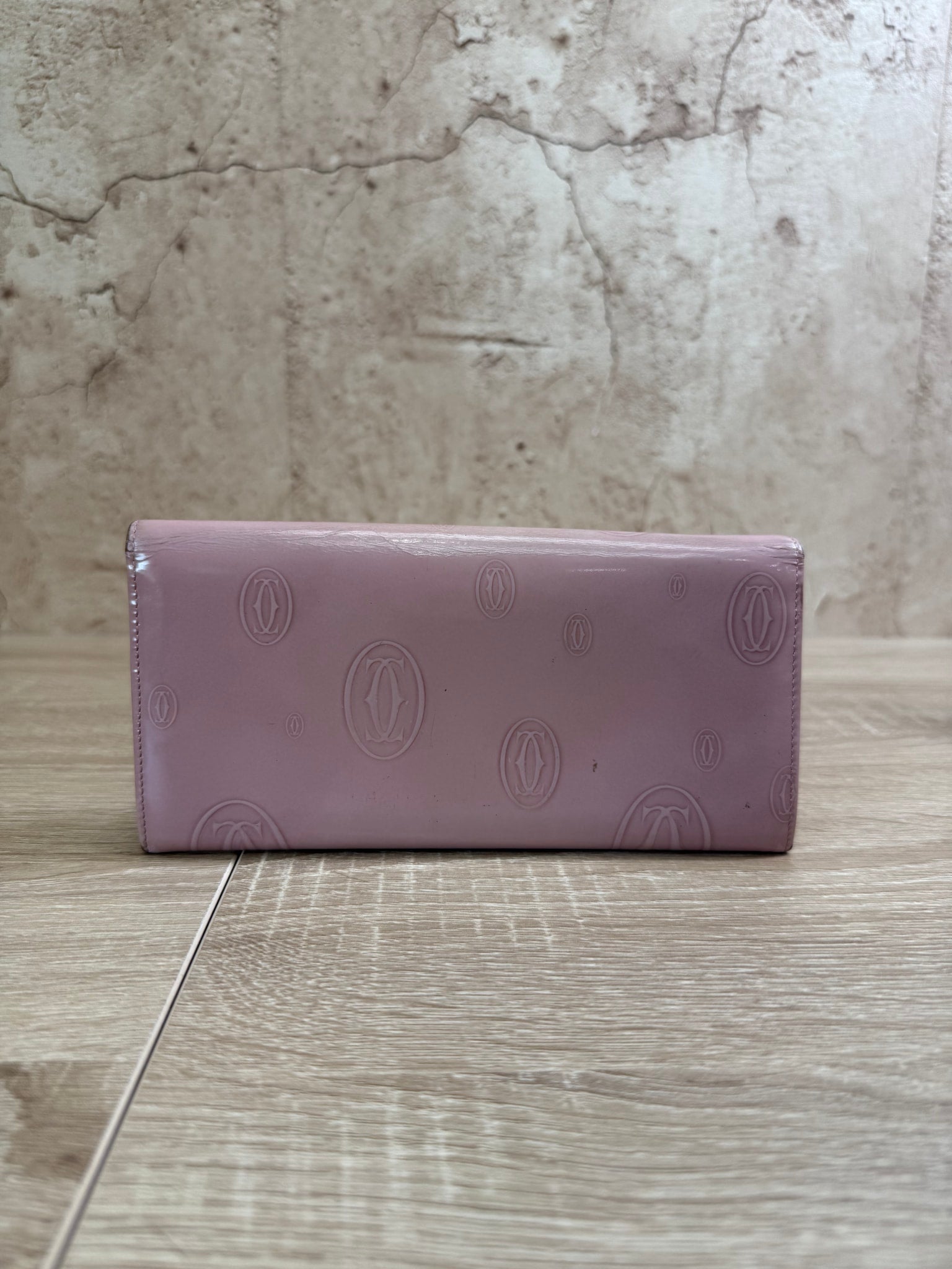 Cartier Pink Patent Leather Long Wallet