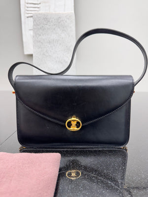Celine Black Leather Shoulder Bag