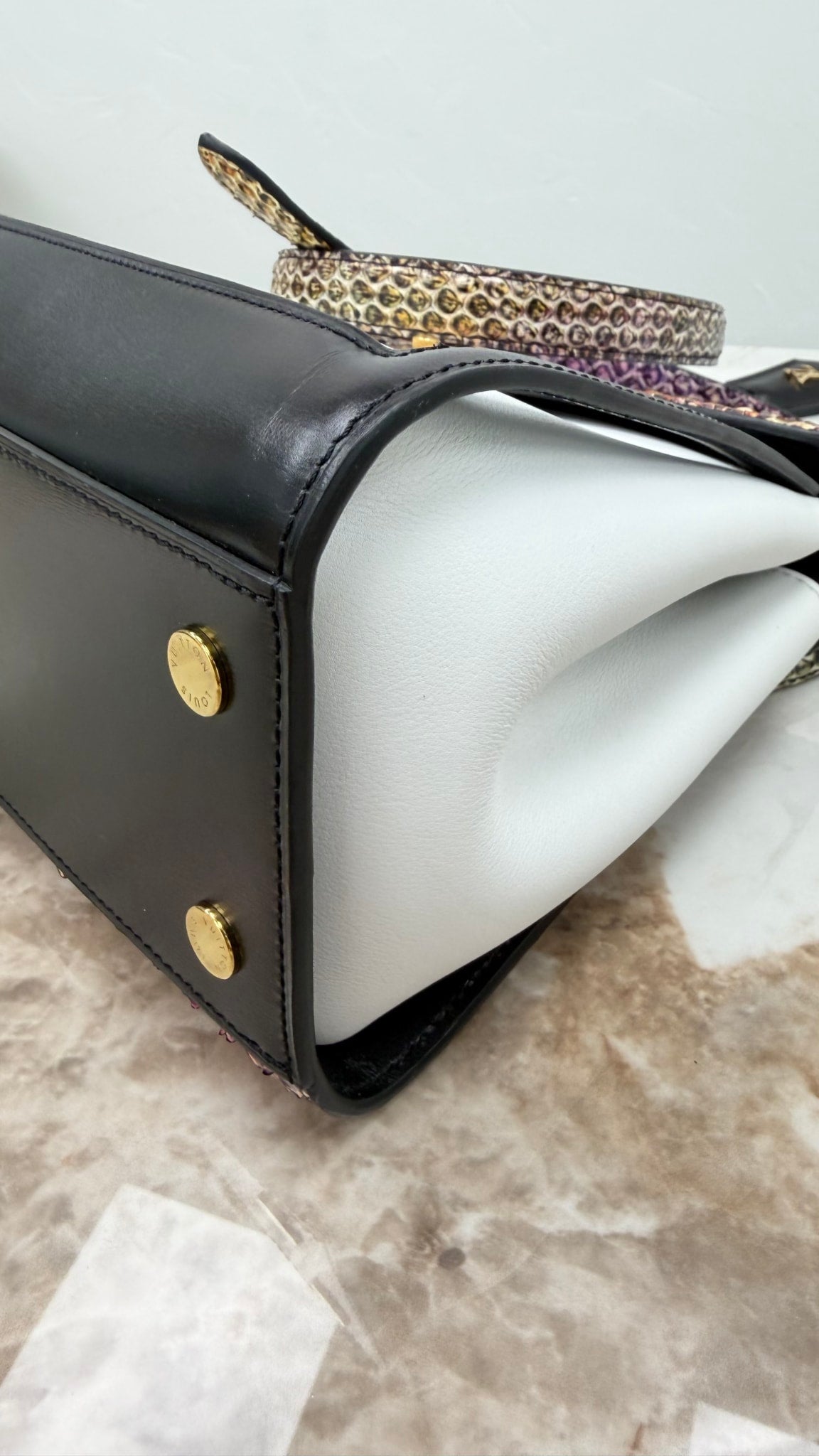 Louis Vuitton White & Black Leather with Rainbow Python Arch 2way Bag