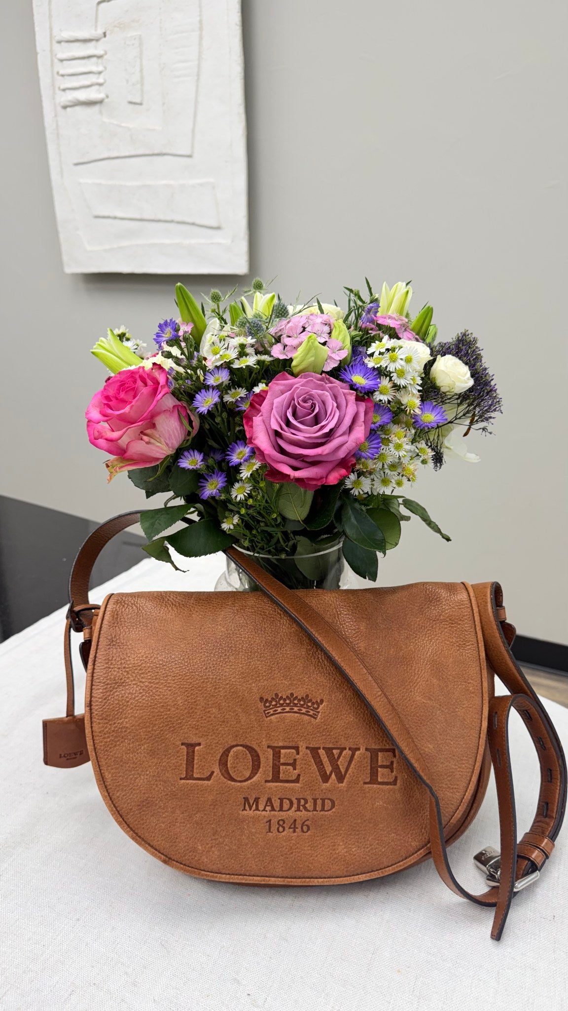 Loewe Brown Grained Leather Shoulder Bag