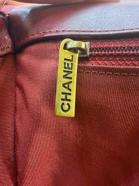 Chanel Dark Red Lambskin Quilted Medium Boy Flap