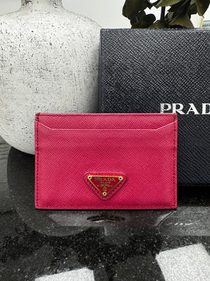 Prada Raspberry Pink Saffiano Leather Card Holder