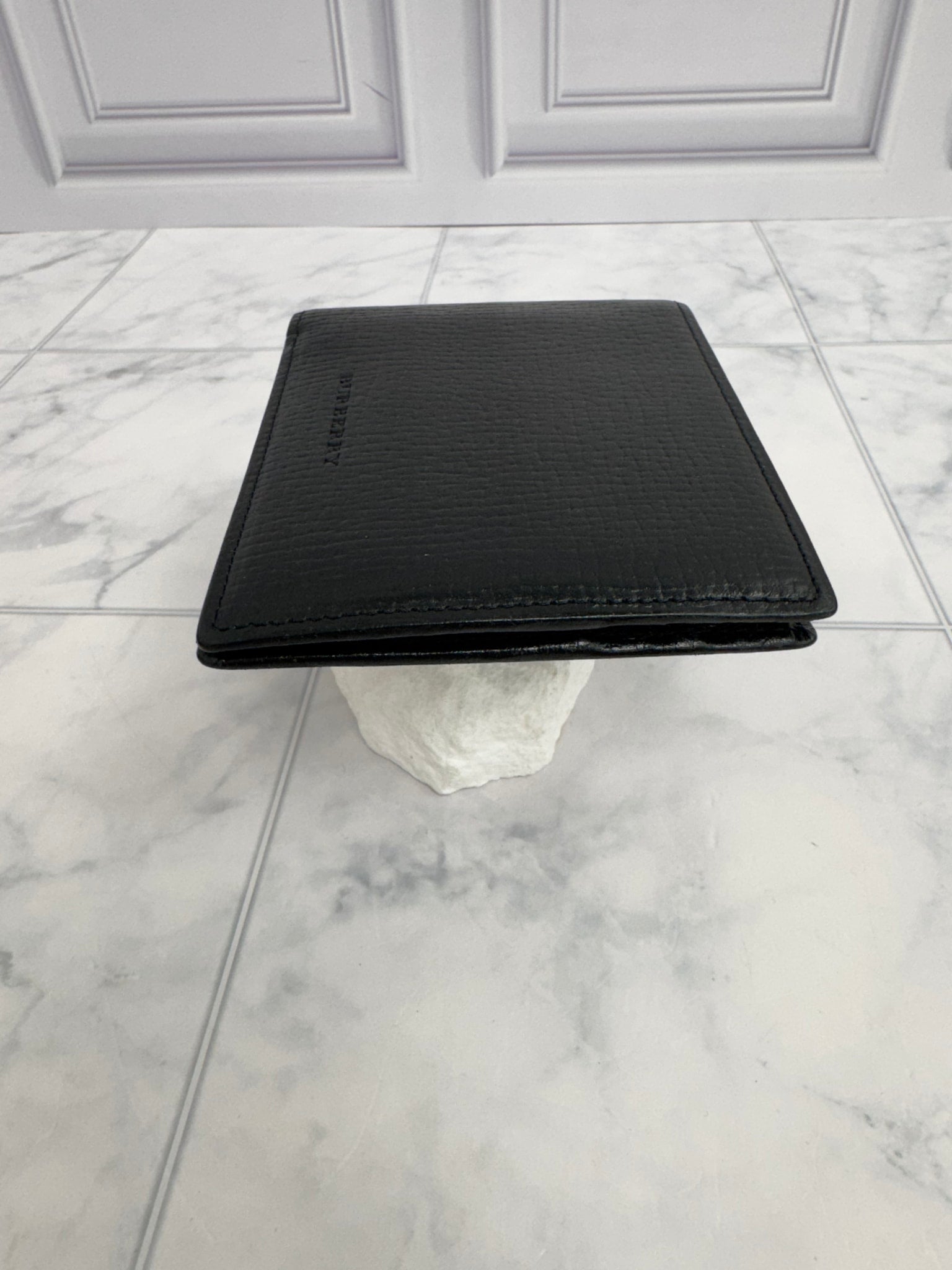 Burberry Black Grained Leather Bifold Wallet