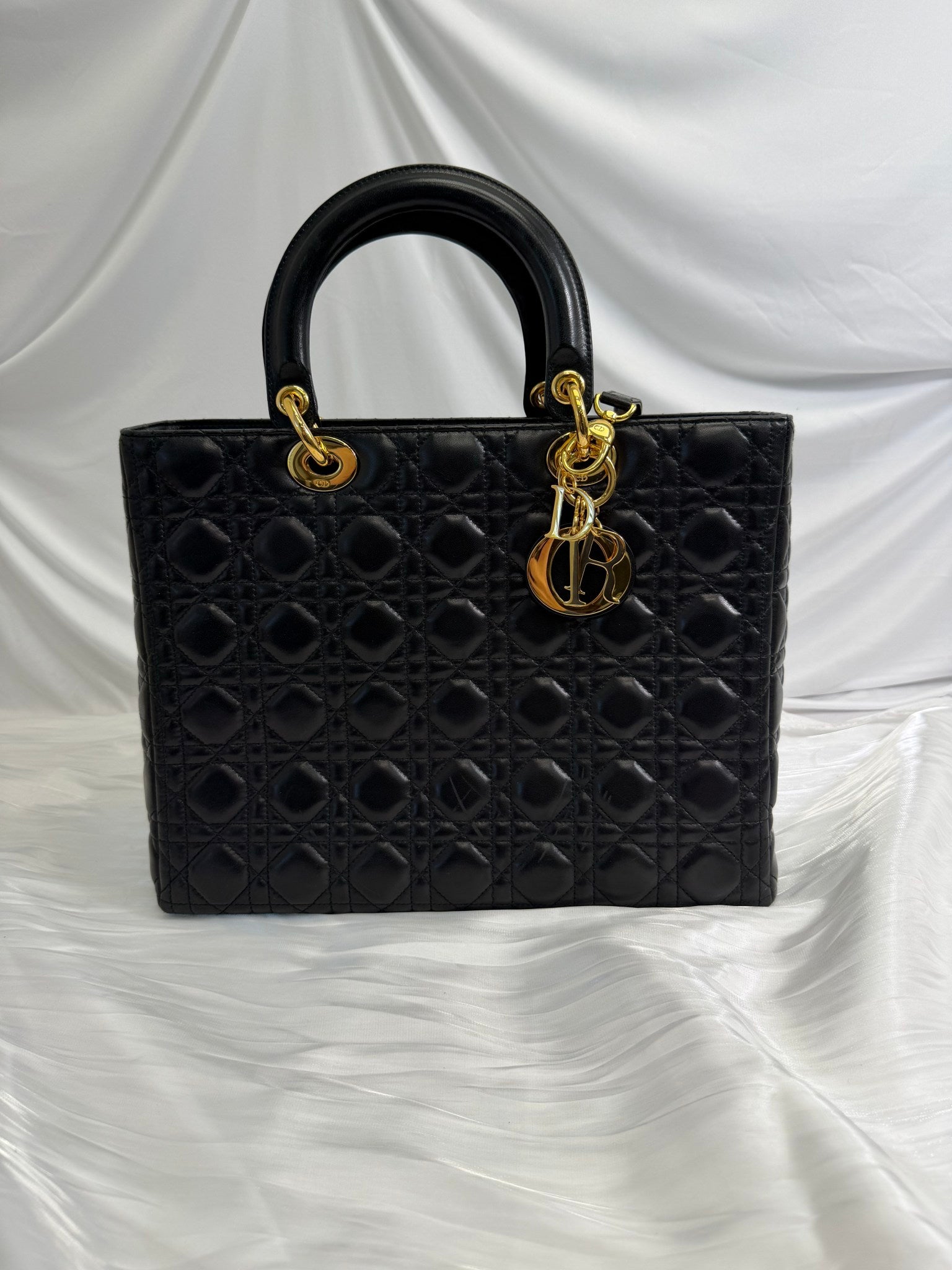 Christian Dior Black Cannage Lambskin Large Lady Dior
