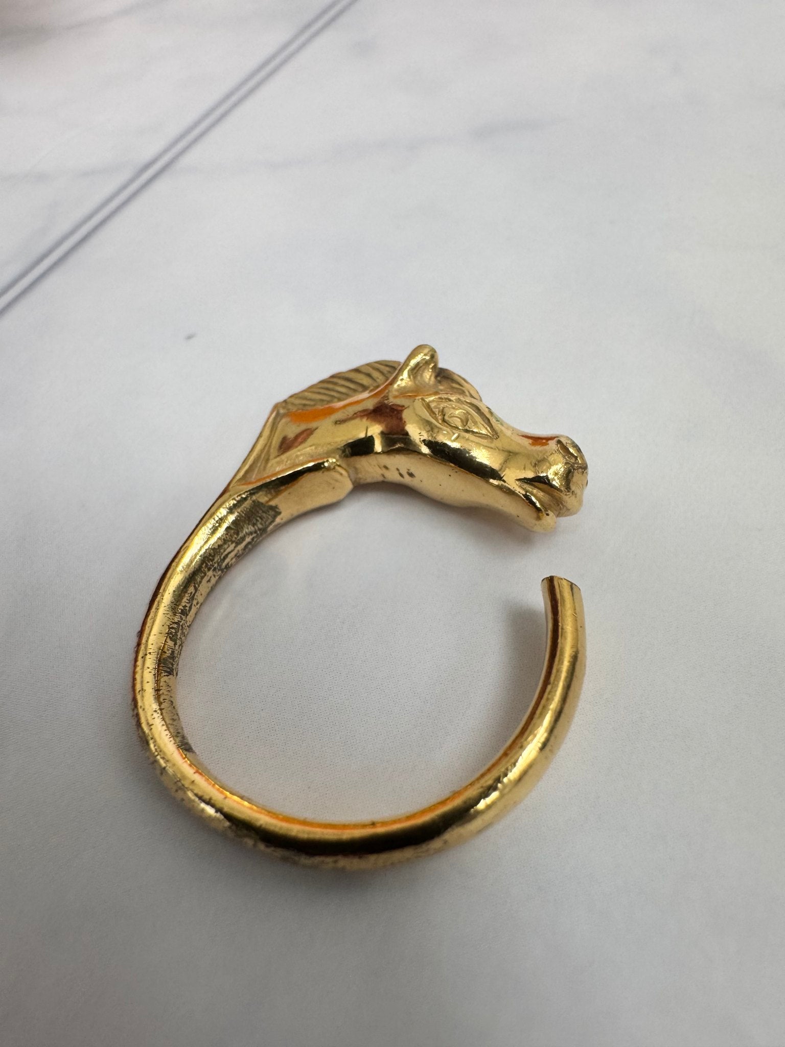 Hermes Gold Cheval Horse Head Ring 