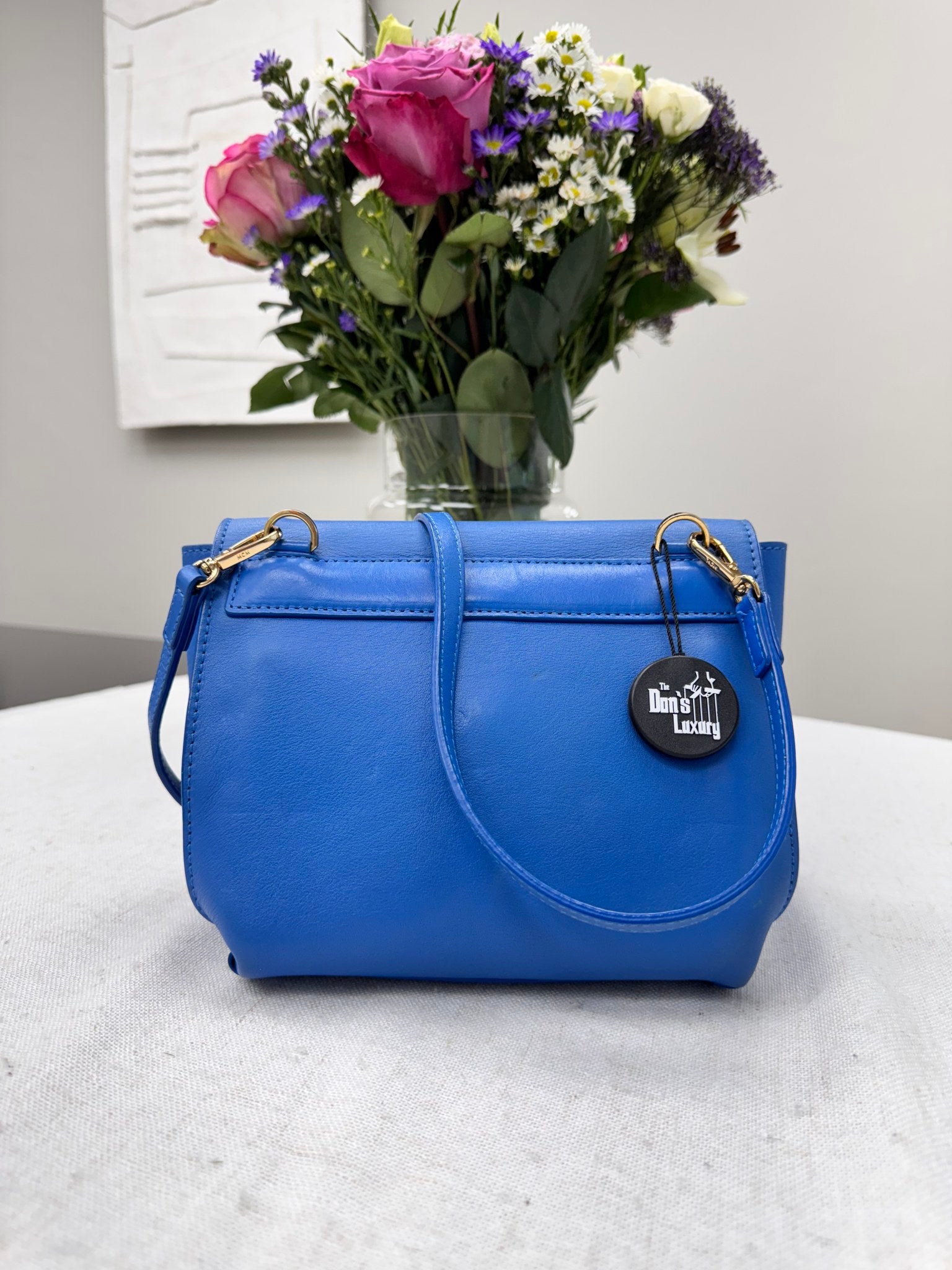 MCM Blue Leather Crossbody Bag
