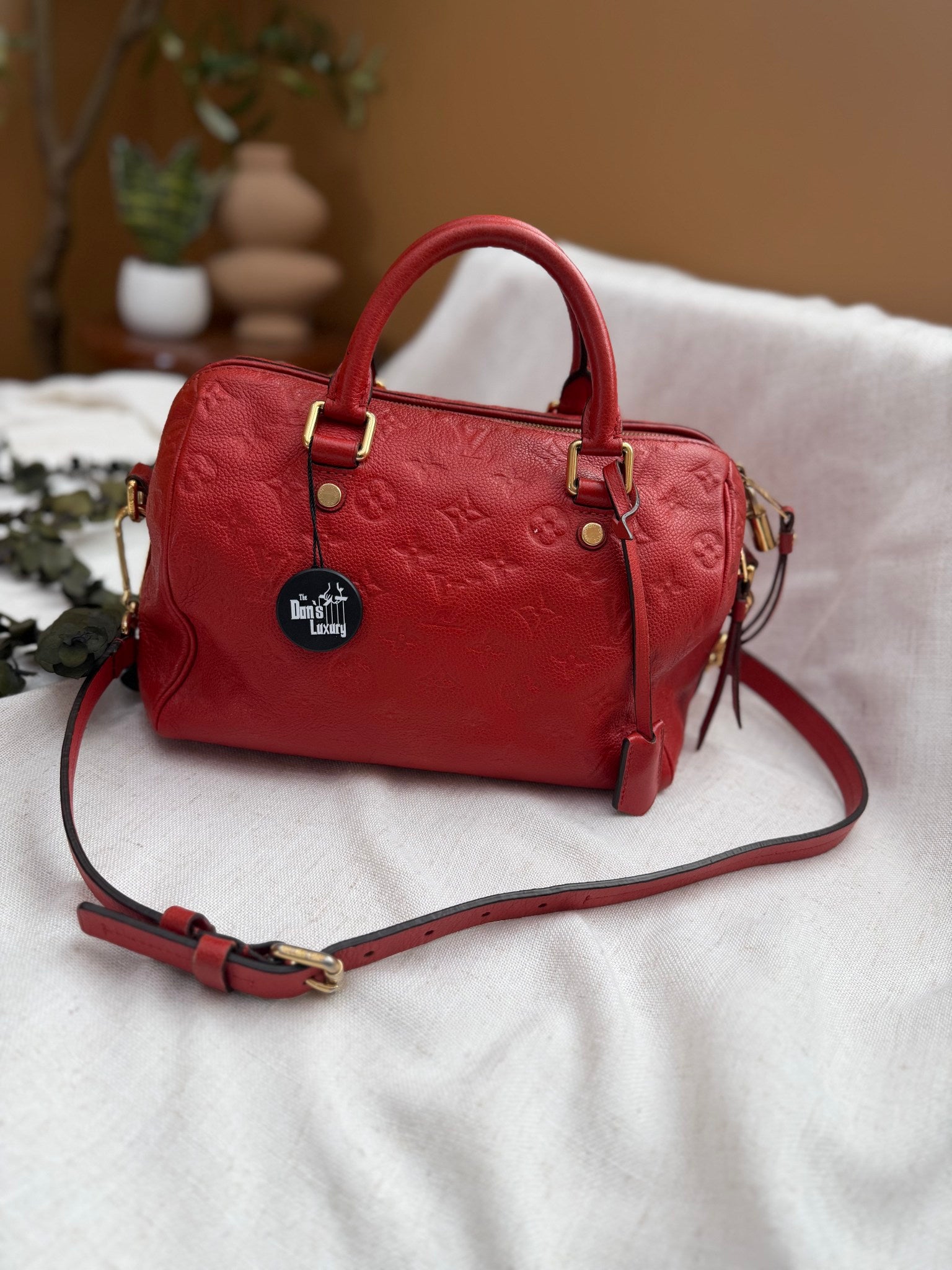 Louis Vuitton Red Empreinte Speedy 25 Bandouliere