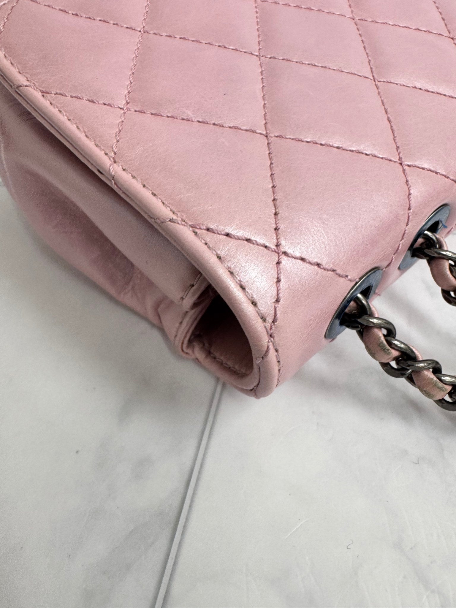Chanel Metallic Pink Quilted Leather Coco Pleats Flap Bag