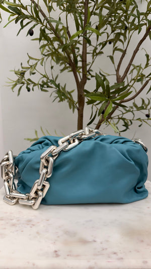 Bottega Veneta Teal Lambskin Leather The Chain Pouch