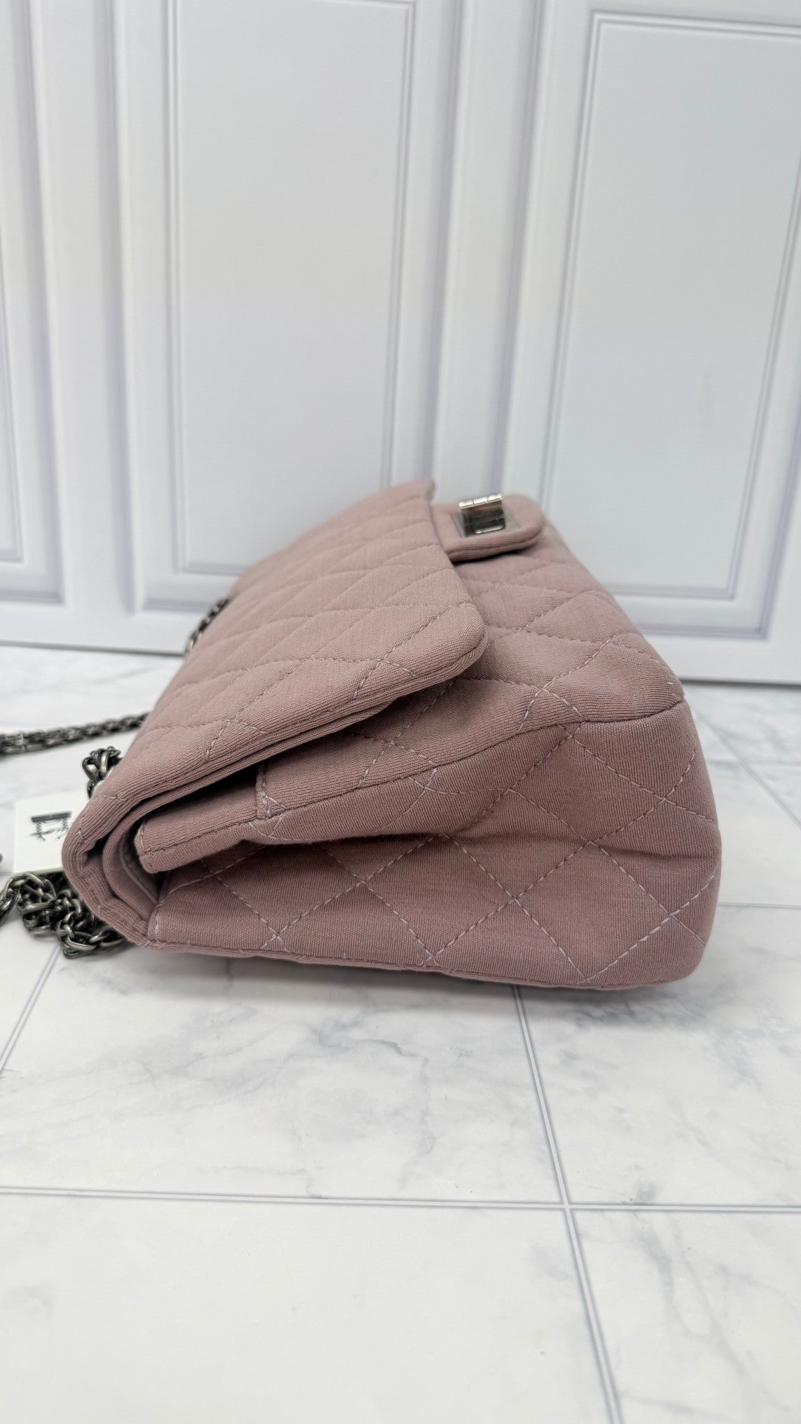 Chanel Dusty Pink Jersey Medium Reissue Double Flap Handbag 