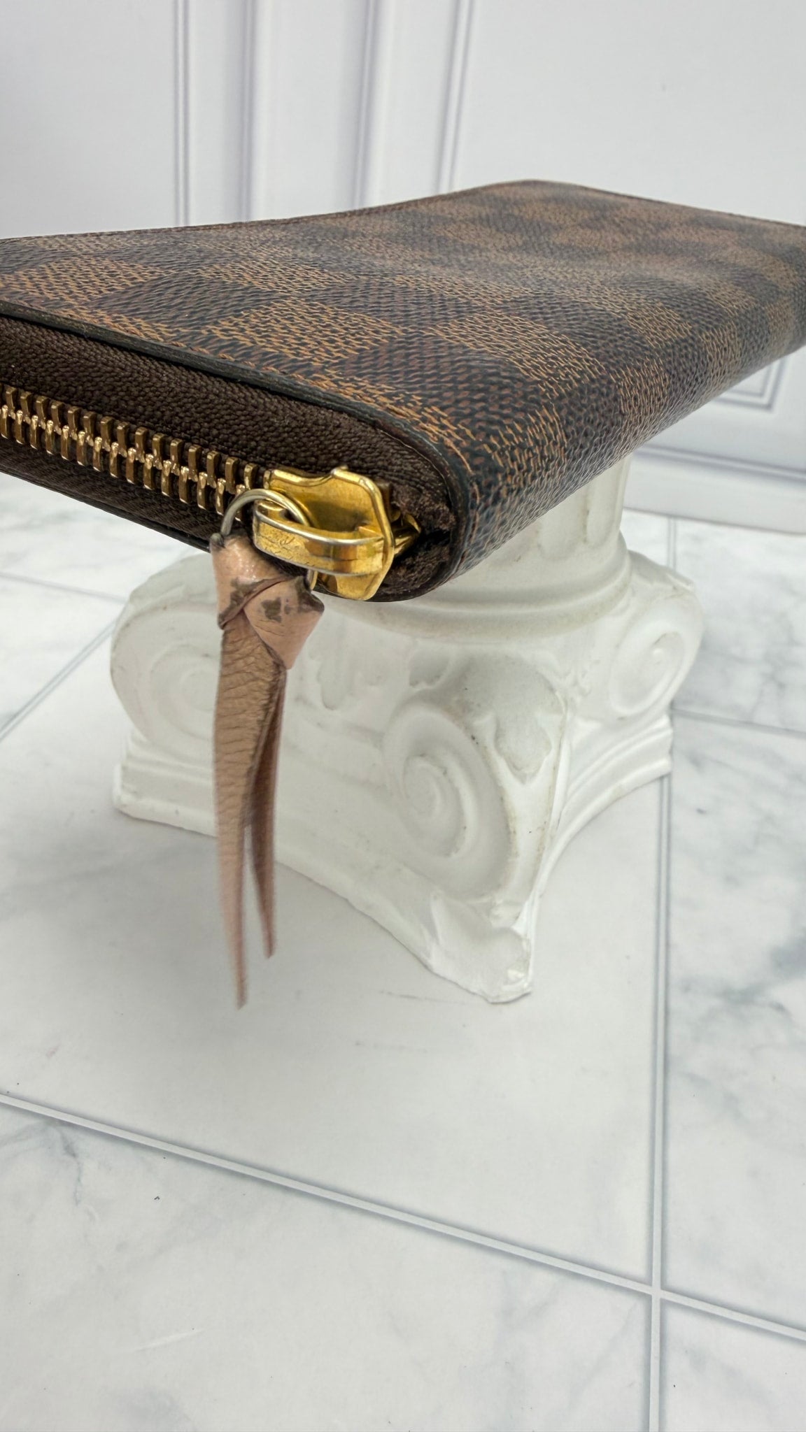 Louis Vuitton Damier Ebene & Pink Clemence Wallet