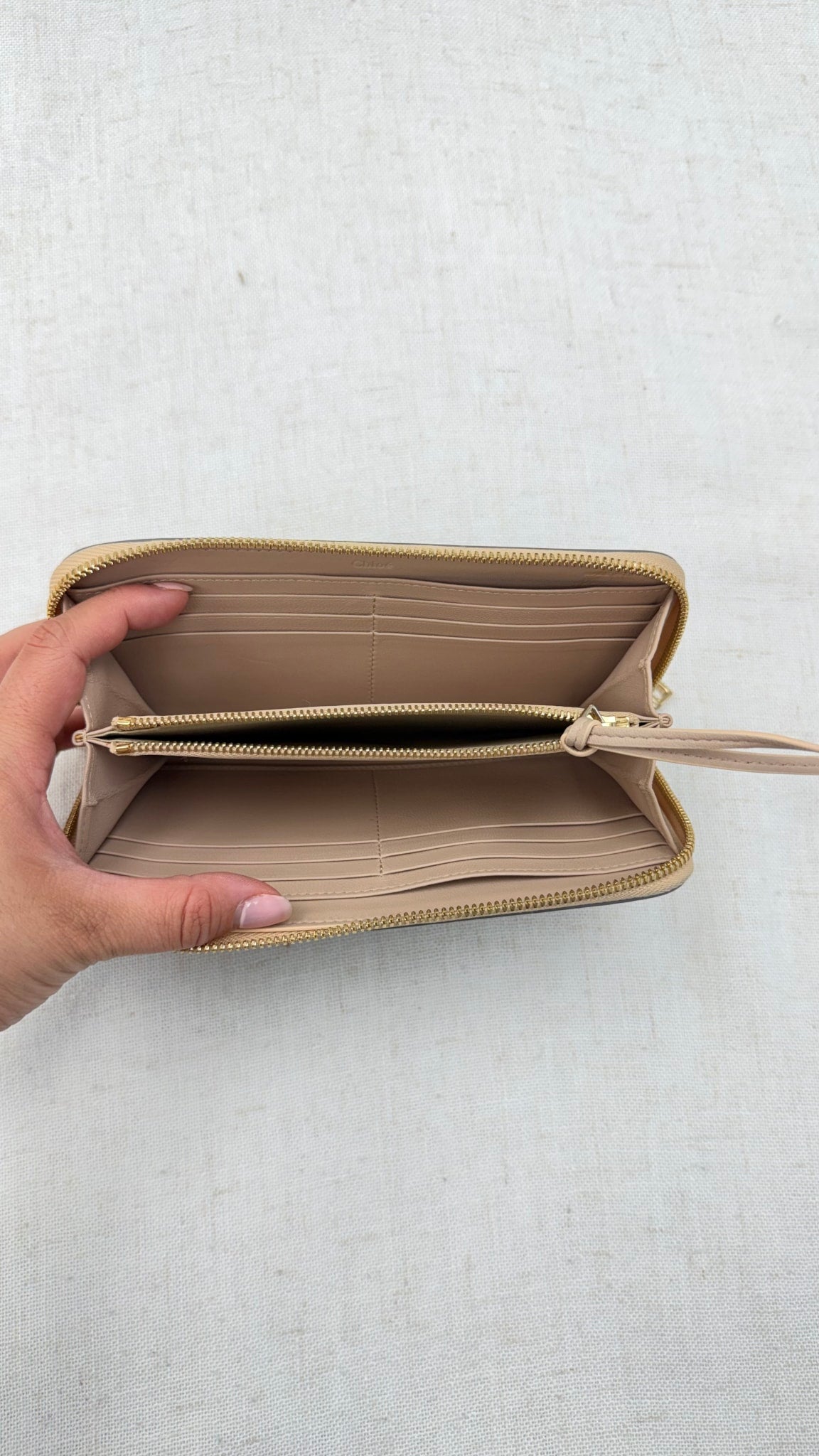 Chloe Gold Metallic Leather Zippy Wallet