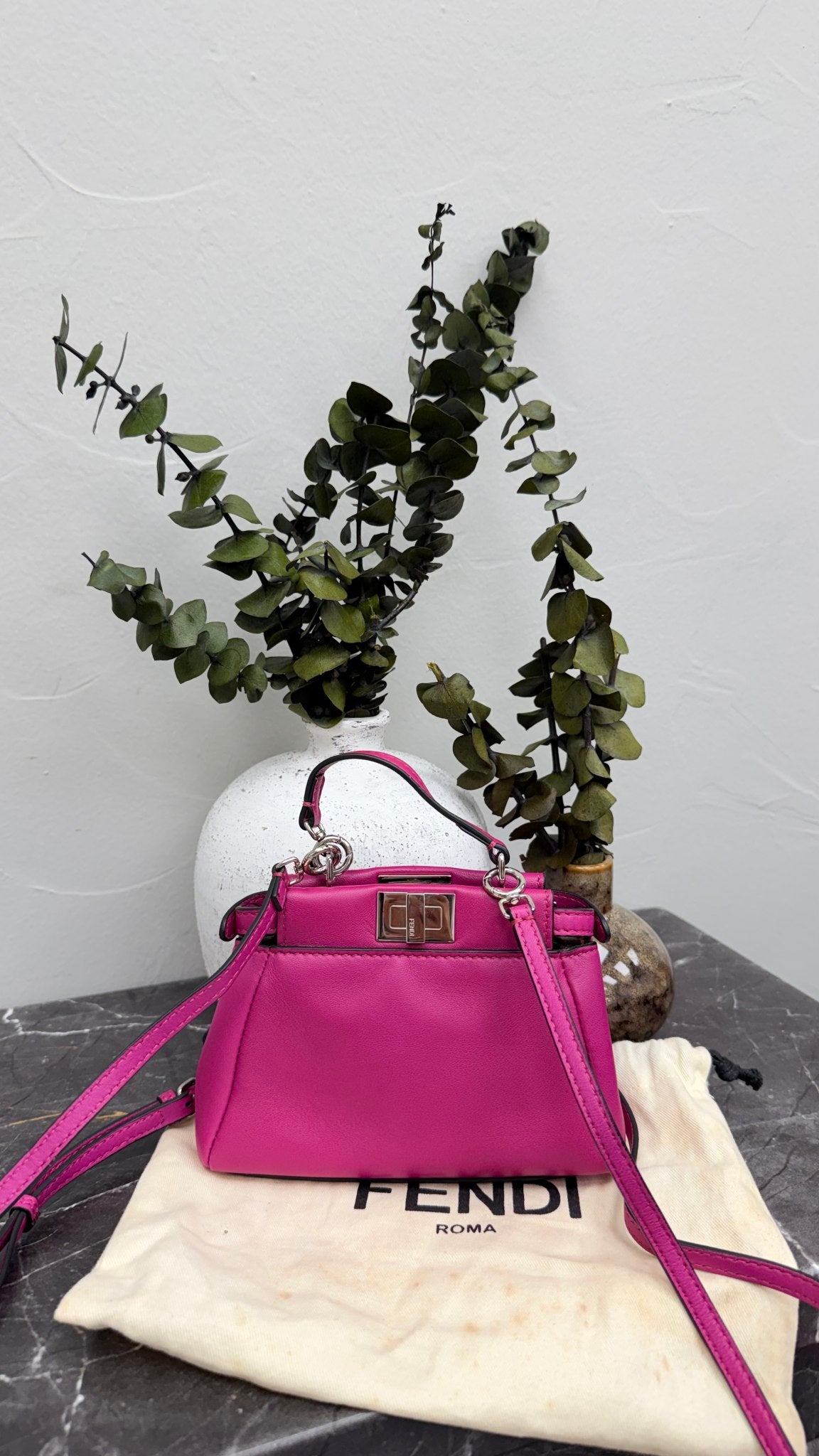 Fendi Purple Nappa Leather Micro Peekaboo Crossbody Bag 