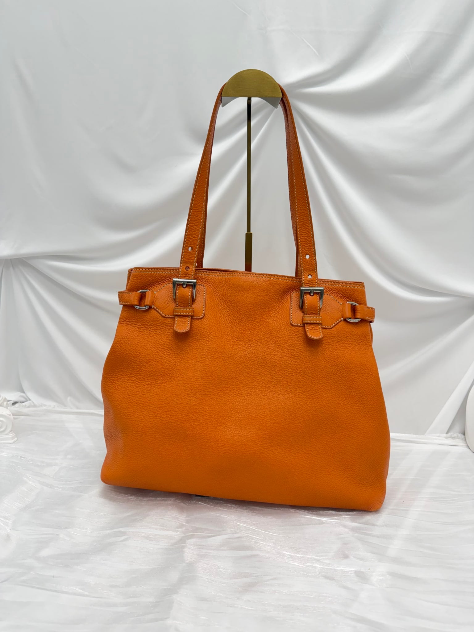 Prada Orange Leather Shoulder Tote