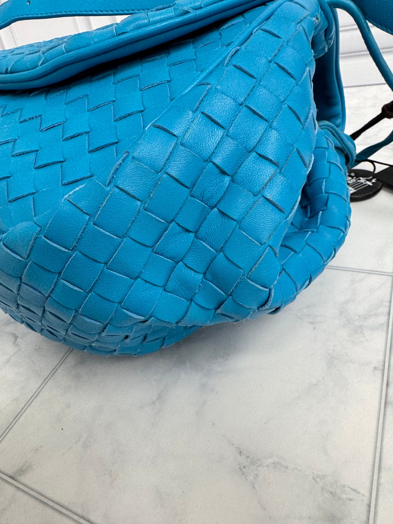 Bottega Veneta Blue Intrecciato Leather Crossbody Bag