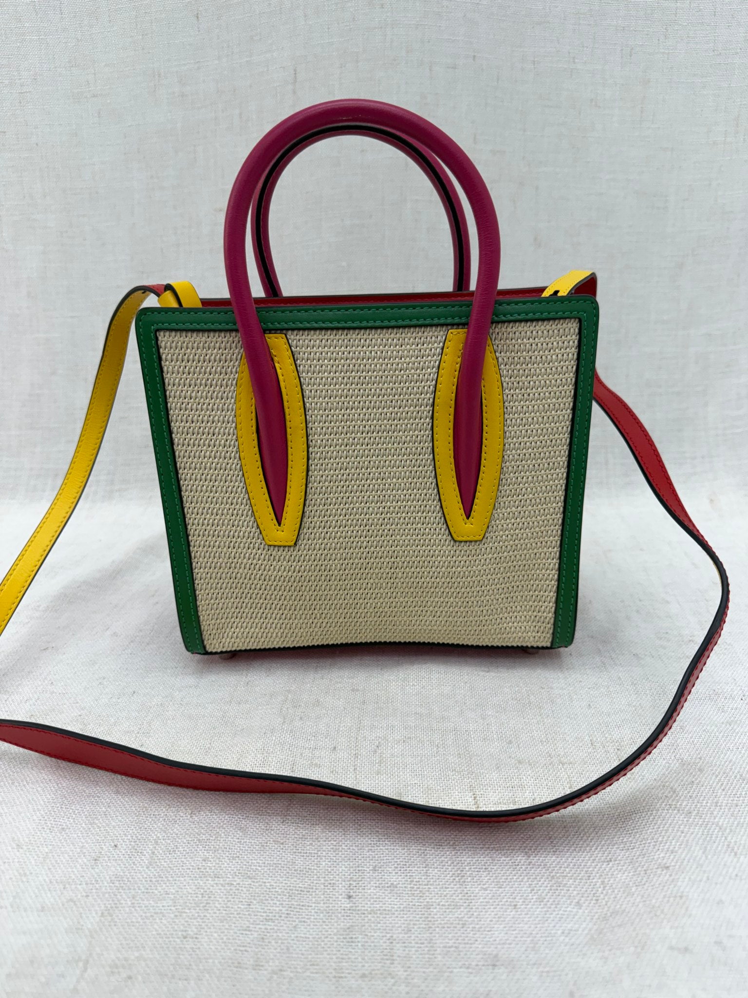 Christian Louboutin Multicolor Raffia Paloma S Mini Tote Bag