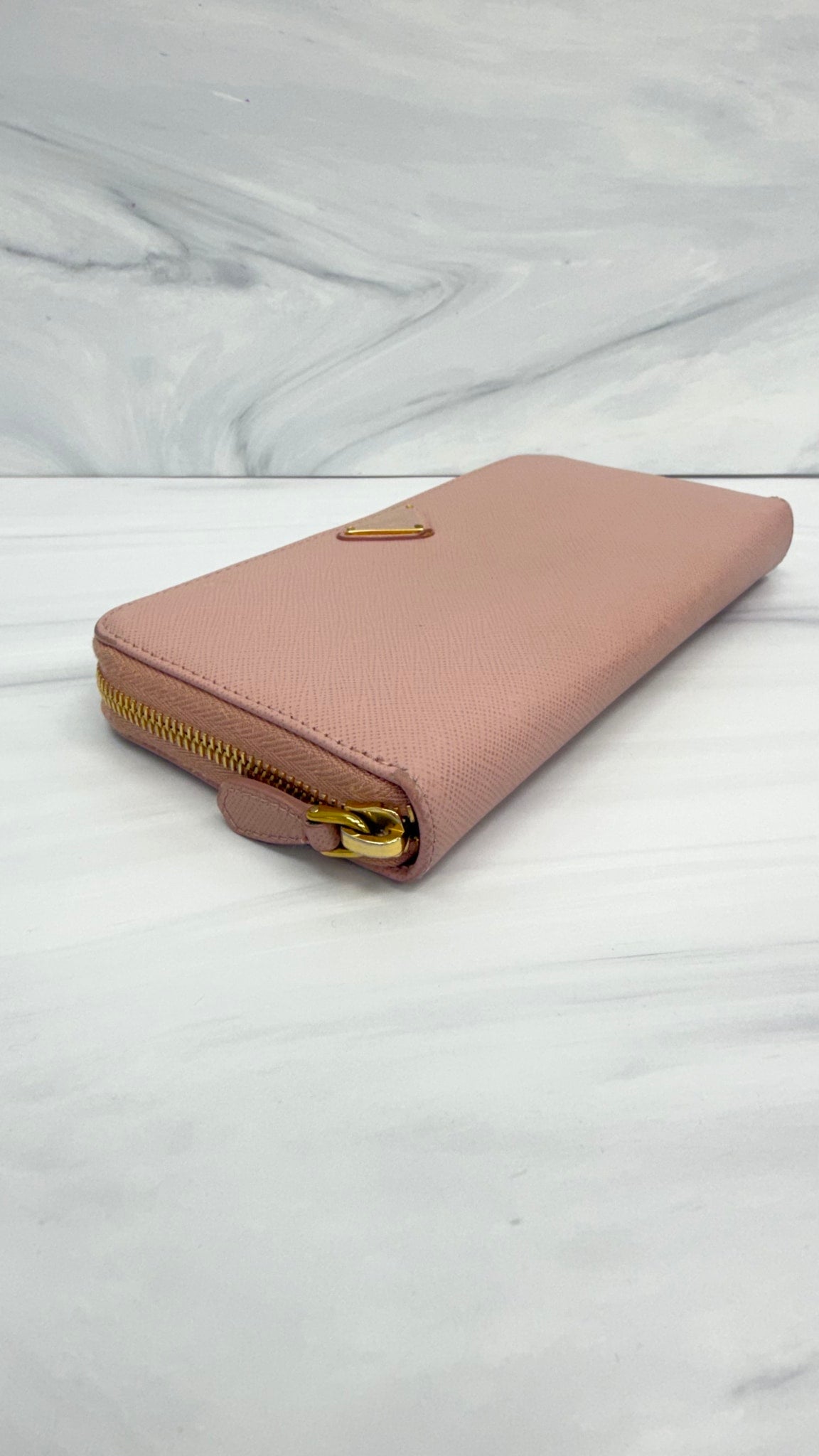 Prada Pink Saffiano Leather Long Zippy Wallet